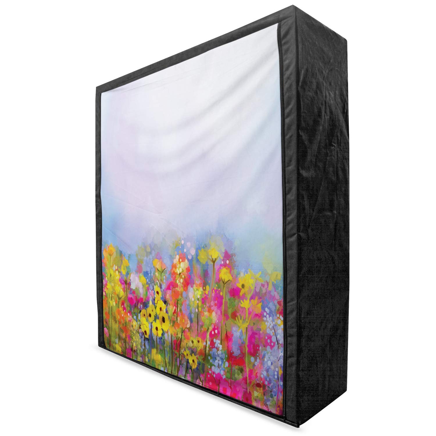 Lunarable Floral Fabric Wardrobe - Blooming Tulips & Green Leaves Botanical Print, 59 Inch Portable Closet with Shelves for Clothing Storage | Perfect for Bedroom, Dorm, or Guest Room Organization