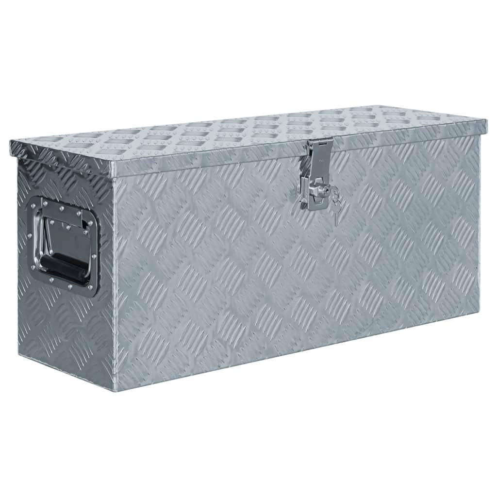 Aluminum Tool Box for Pickup Truck Bed - Lightweight & Durable Chest Storage with Side Handle, Easy to Clean Silver Toolbox - Perfect for Construction, Camping & Outdoor Work Gear Organization