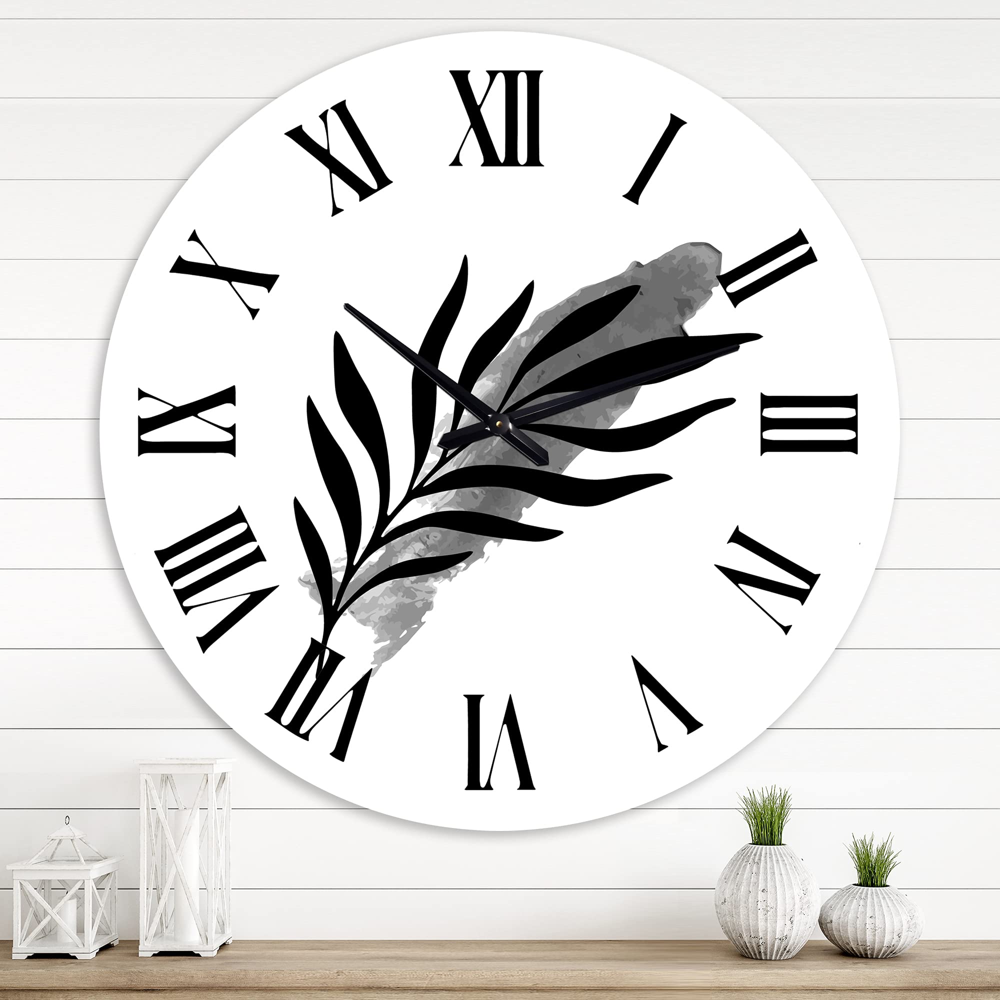 Abstract Tropical Leaf Wall Clock - Large Modern Floral & Botanical Decor for Kitchen, Living Room, Bedroom | Silent Non-Ticking Battery Operated | Perfect for Home, Office & Gift Giving