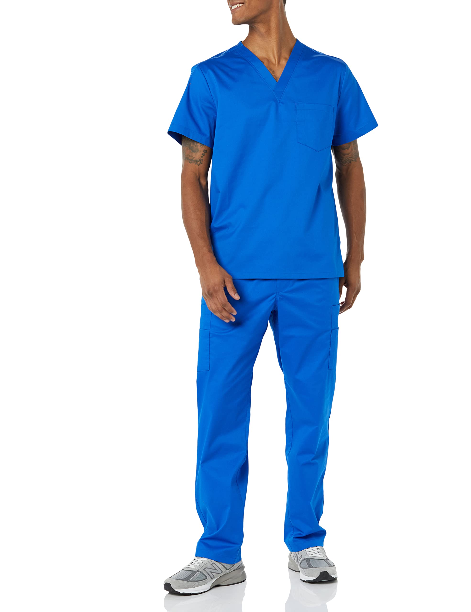 Amazon Essentials Men's V-Neck Scrub Top with Pockets - Comfortable Medical Uniform for Doctors & Nurses - Perfect for Hospital, Clinic & Healthcare Work