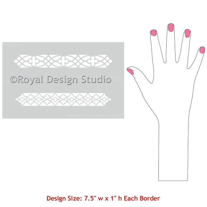Fretwork Border Craft Stencil Set - 12 Reusable DIY Painting Templates for Scrapbooking, Wood Signs & Home Decor Projects