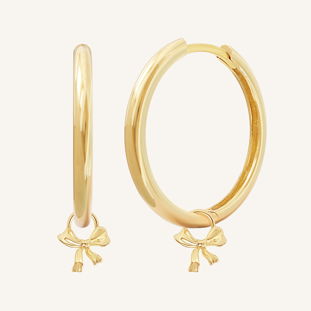 Fusion Bow Plain Charm Hoops - Elegant Dainty Earrings for Women, Minimalist Jewelry Gift for Her - Perfect for Everyday Wear, Parties & Special Occasions