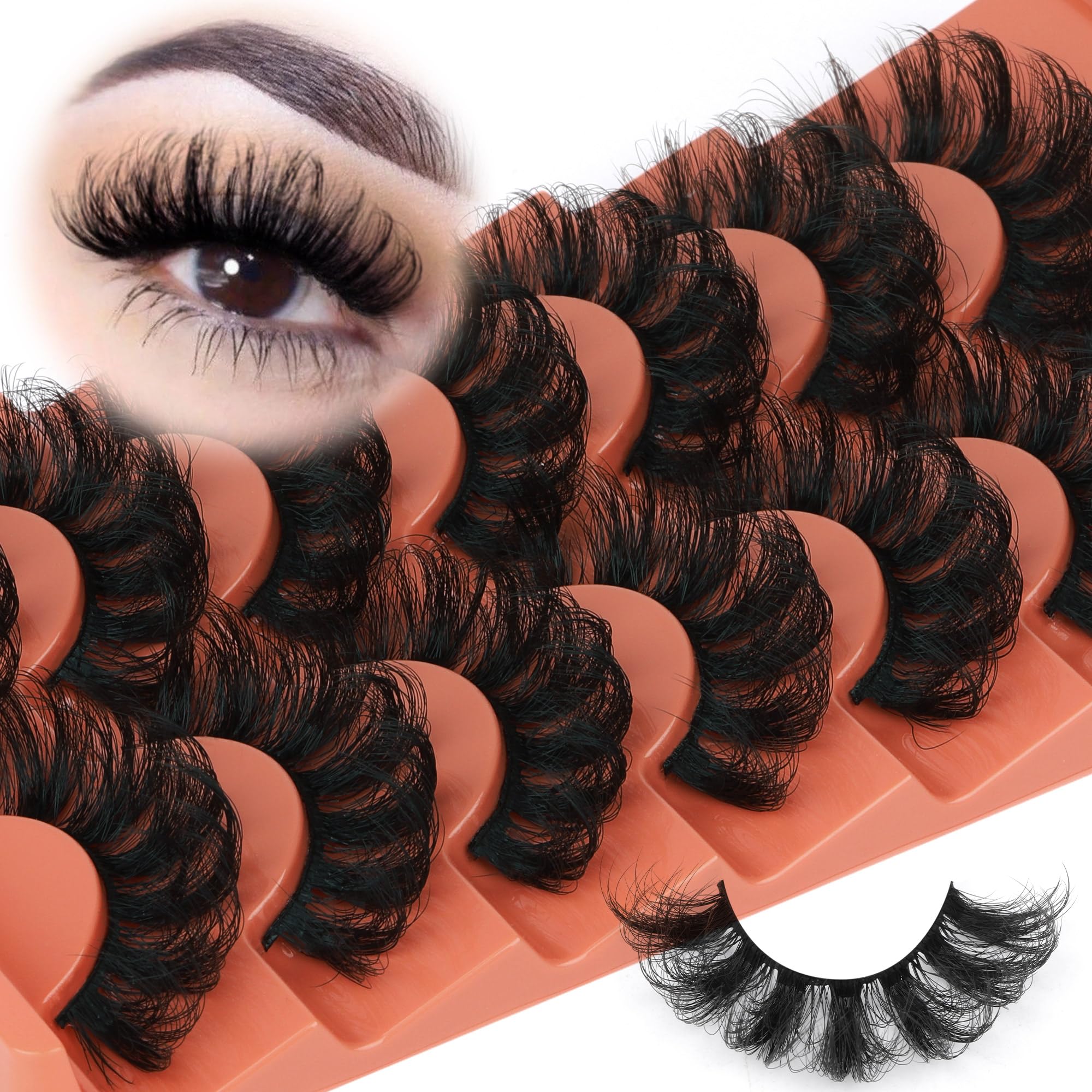 Fluffy 20mm Faux Mink Lashes - 7 Pairs DD Curl Thick Wispy False Eyelashes for Volume & Natural Look | Soft, Reusable Fake Lashes for Daily Wear, Parties & Special Occasions