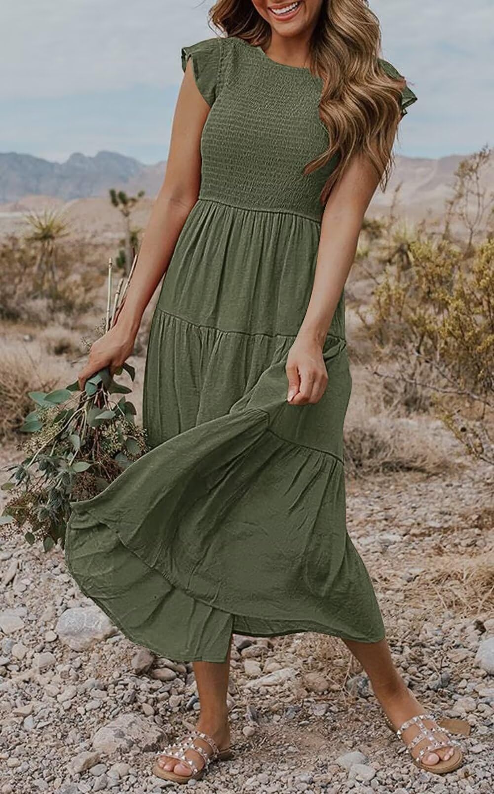 Sexy Summer Dresses for Women - Flowy Halter Midi Sundress for Beach, Vacation & Casual Wear | Breathable & Comfortable Sun Dress for Outdoor Activities