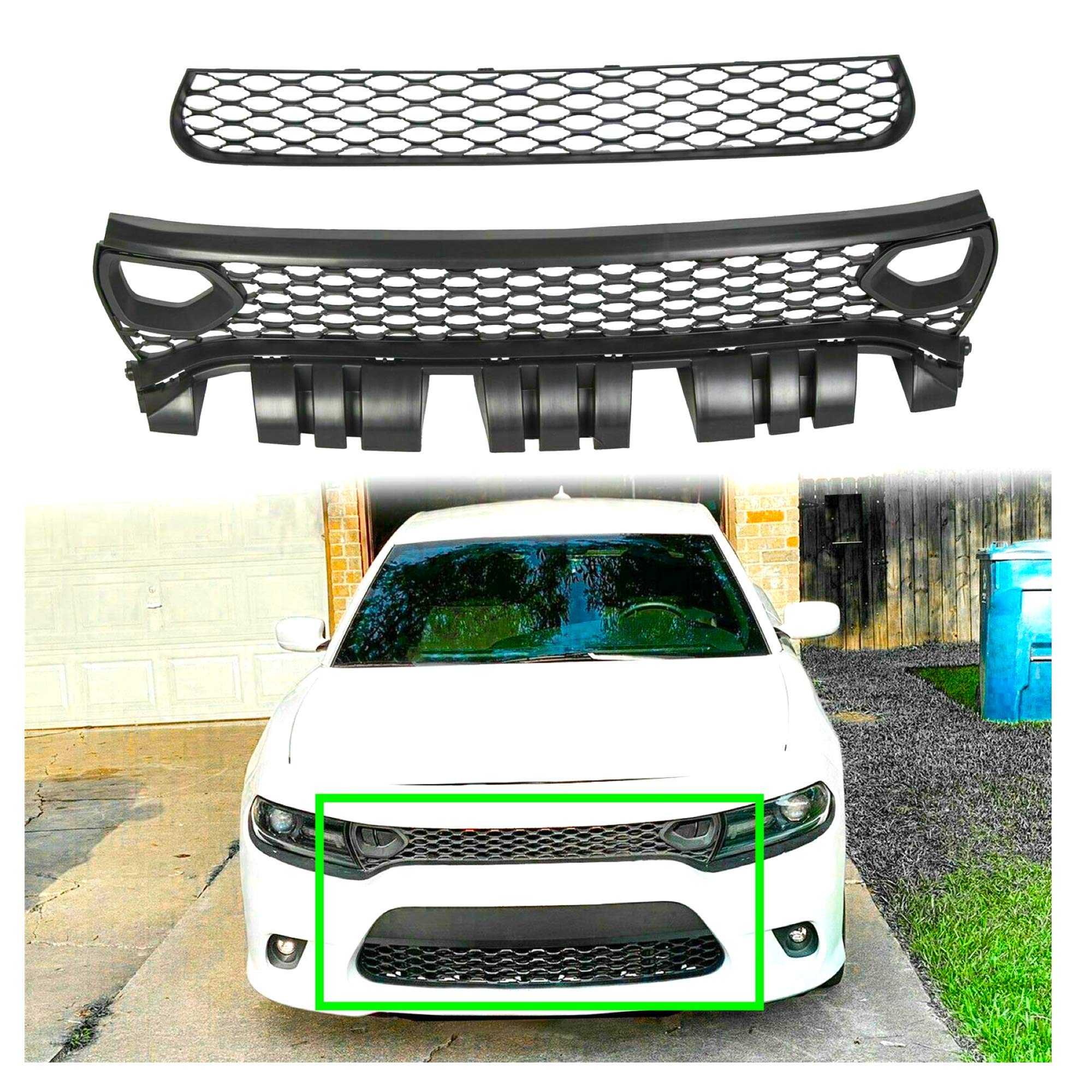 Dodge Charger SRT Hellcat Scat Pack Daytona Front Bumper Grille (Fits 2015-2023 Models) - Upgrade Your Car's Style for Racing & Street Performance