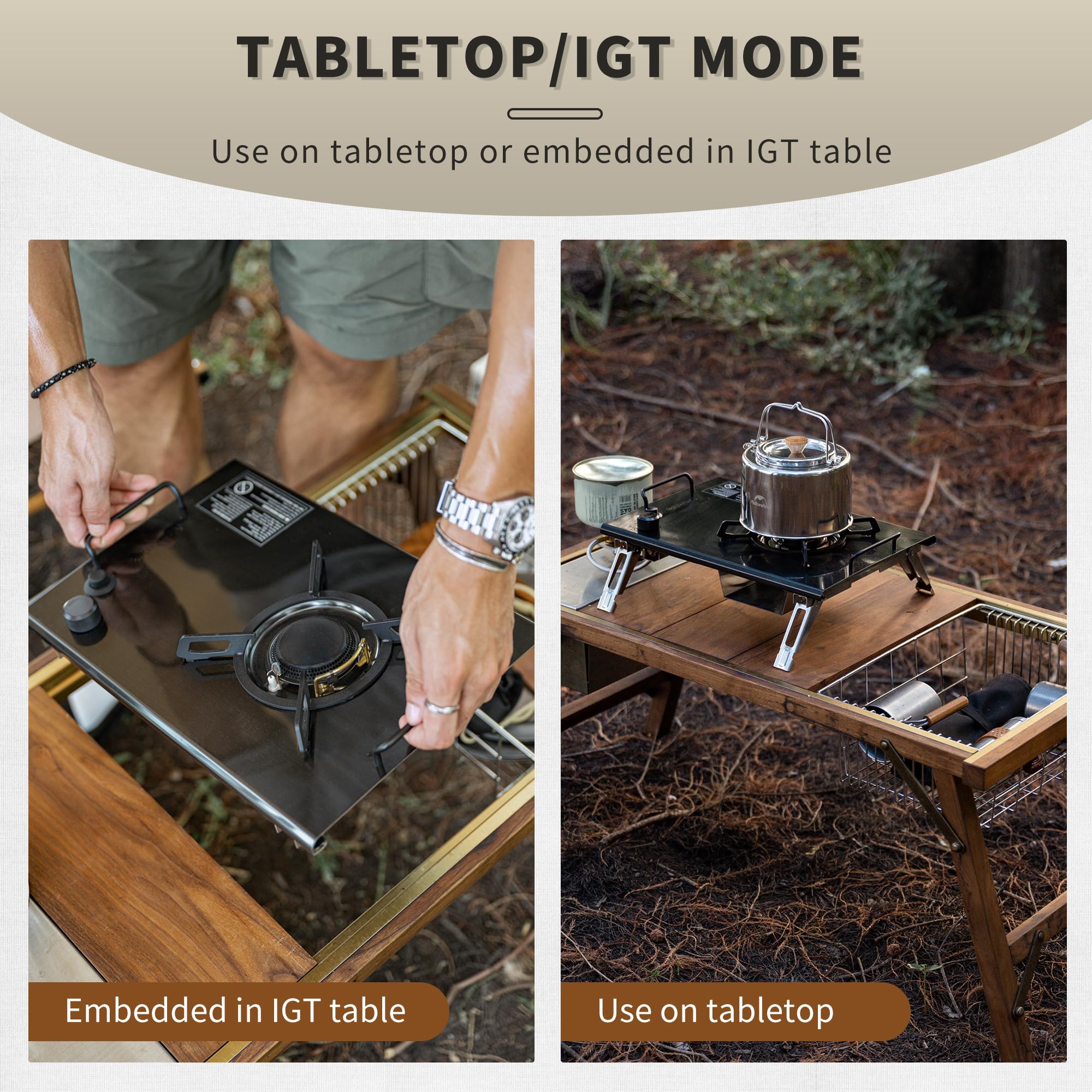Naturehike Portable Folding Isobutane Camping Stove for IGT Table - Compact Gas Burner with Carry Bag - Perfect for Outdoor Cooking, Car Camping, Tailgating & Backpacking Adventures