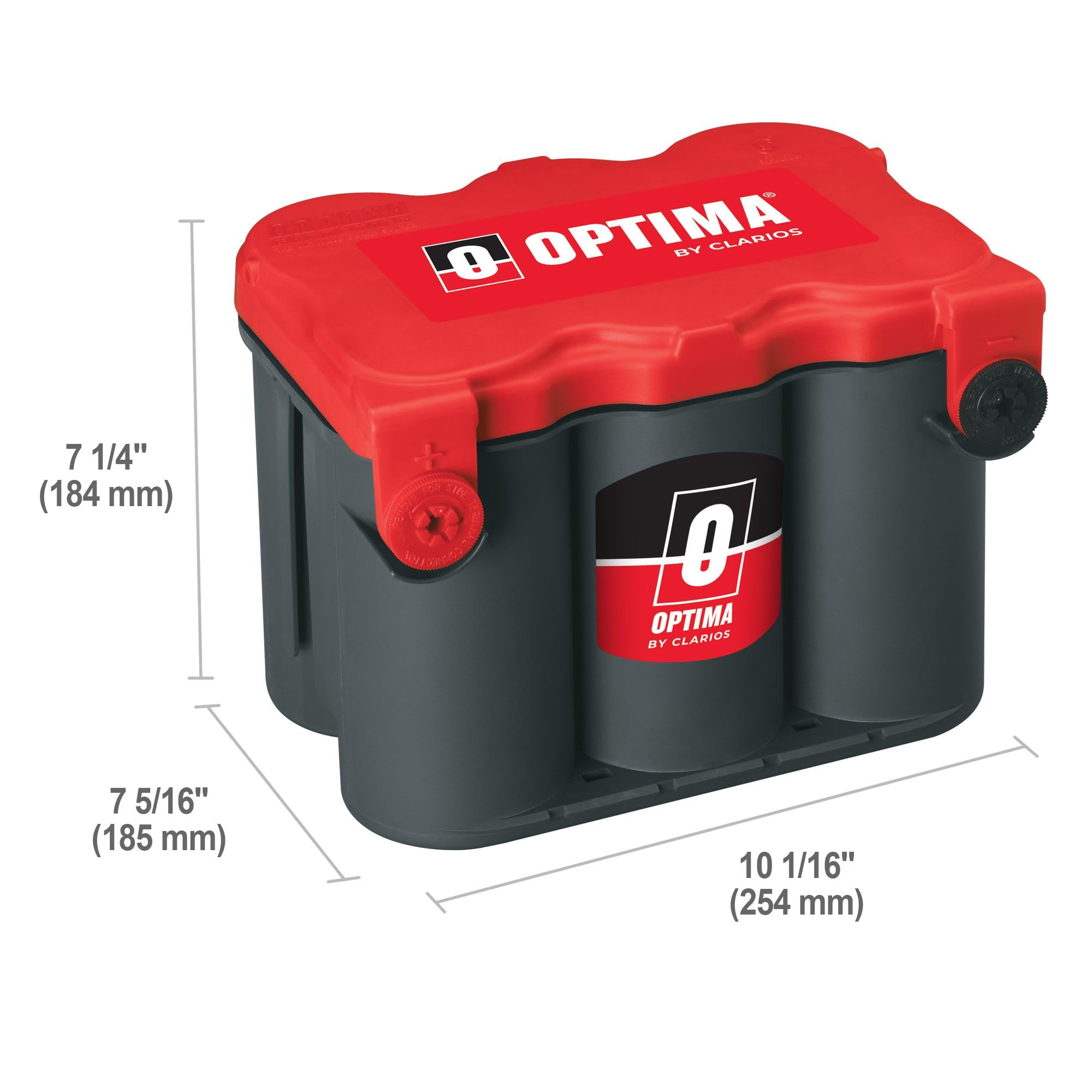 OPTIMA Batteries 800 CCA RedTop AGM Car Battery - Maintenance Free, Side Terminals, Versatile Mounting for Trucks & SUVs | Reliable Starting Power for Off-Road, Daily Commute & Extreme Weather