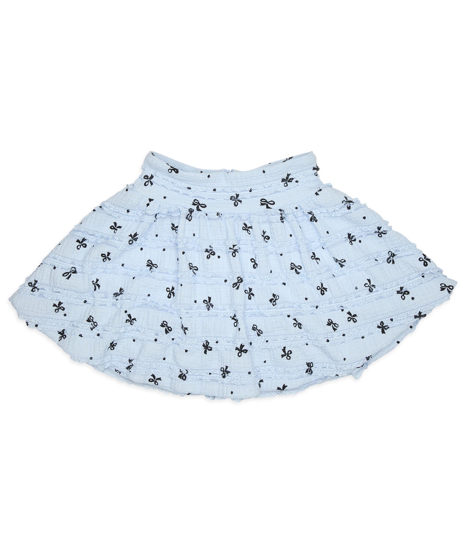 FBZ Girls Blue Floral Knit Bow & Lace Skirt - Elegant Party Dress for Birthday, Easter, Photo Shoots & Special Occasions