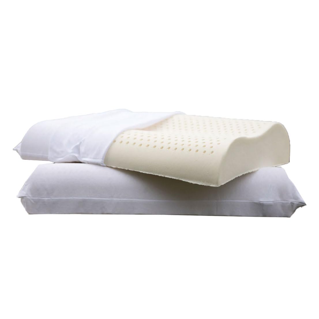 Organic Contour Latex Pillow with GOTS & GOLS Certified Organic Cotton Cover - Firm Support for Neck Pain Relief & Head Alignment - Ideal for Side & Back Sleepers - Perfect for Home, Office & Travel Use