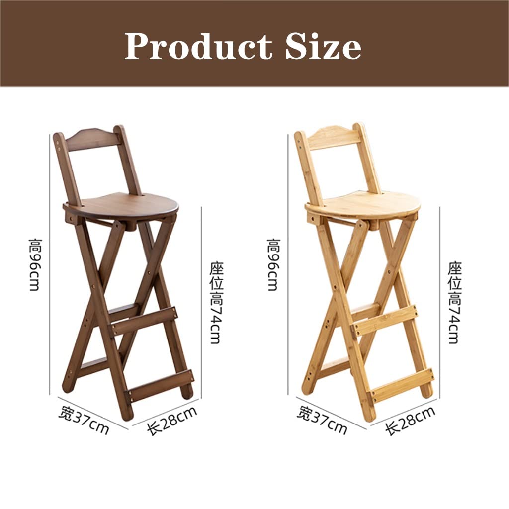 **Foldable Bamboo Bar Stool with Backrest & Footrest - Wooden High Chair for Kitchen Counter, Breakfast Nook & Dining - Space-Saving Stool for Small Spaces, Restaurants & Outdoor Use**