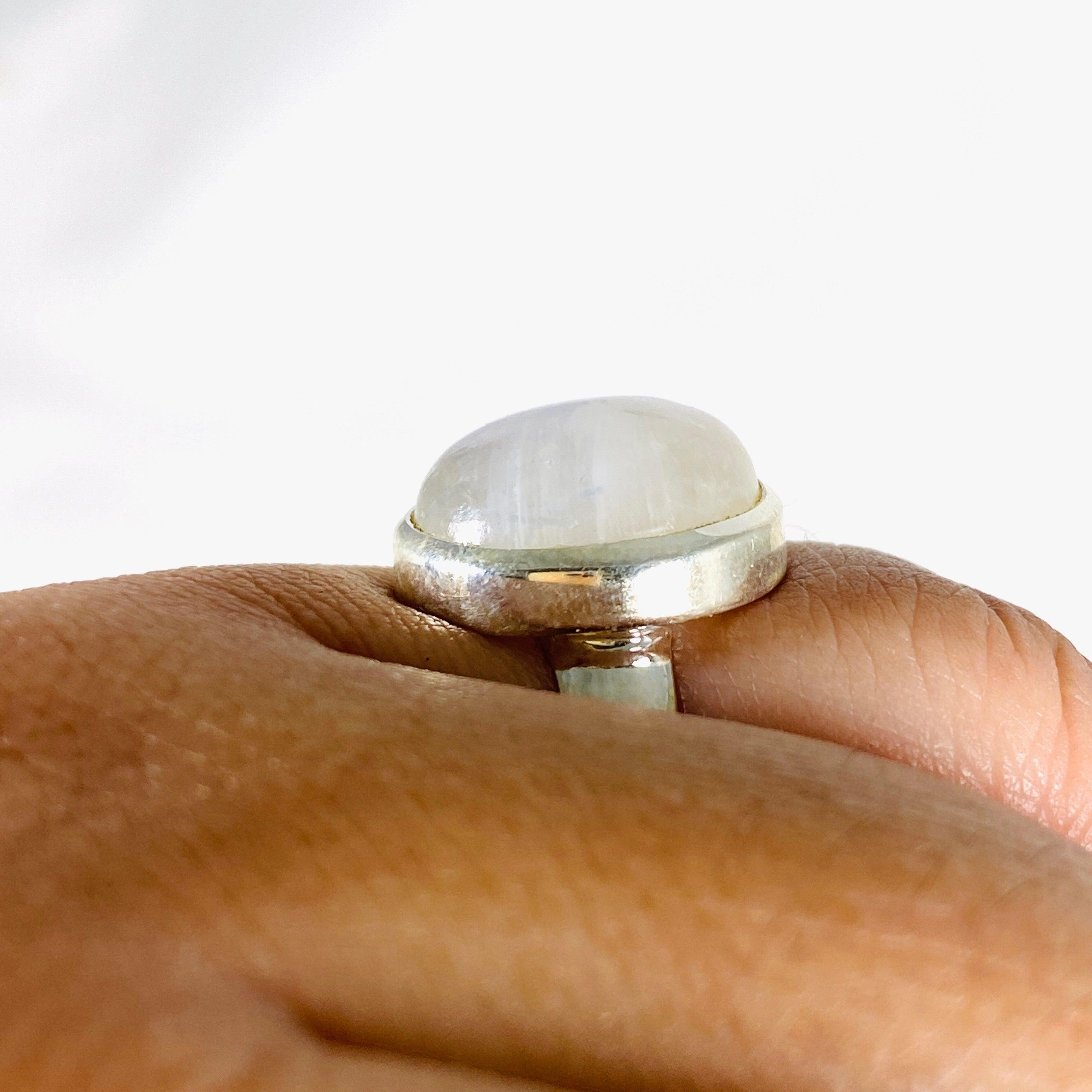 Moonstone Oval Ring - Size 11 - Sterling Silver Women's Jewelry - KRGJ3014 | Elegant Gift for Birthdays, Anniversaries & Special Occasions