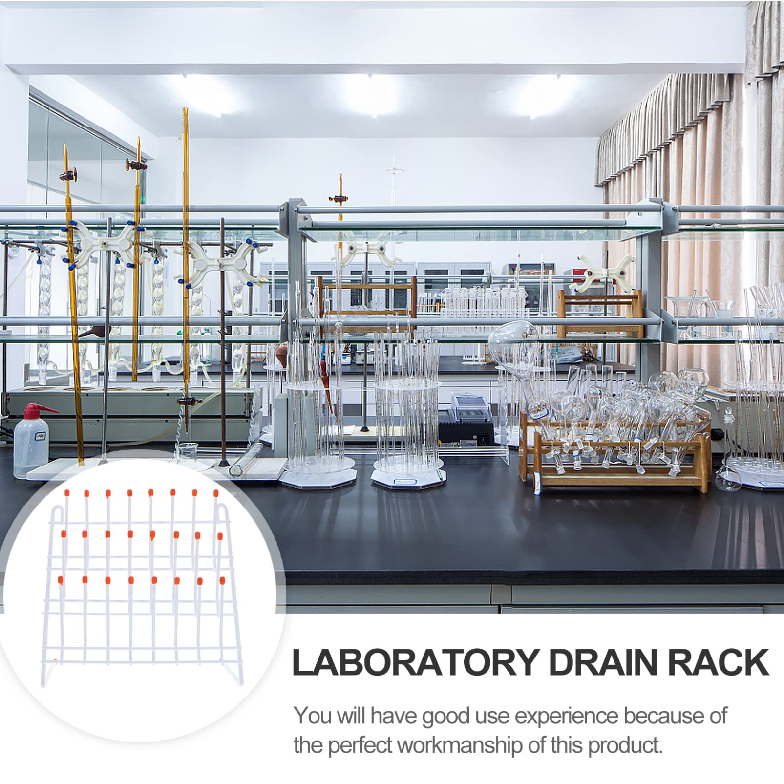 iplusmile 24-Peg Metal Wire Glassware Drying Rack - Wall Mount or Self-Standing Lab Tube Rack for Test Tubes, Beakers & Flasks - 11.8x11.8x4.5 Inch - Perfect for Laboratories, Home Brewing & Artwork Drying