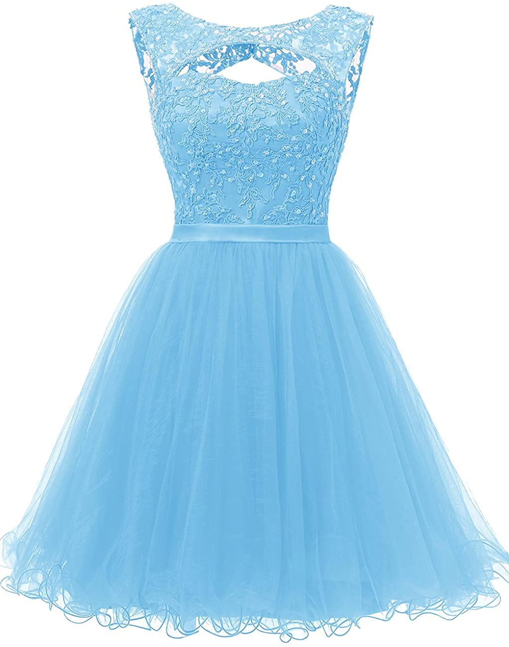 Elegant Short Prom Dresses for Homecoming - Tulle & Lace Beaded Cocktail Dress with Open Back | Perfect for Parties, Dances & Special Occasions