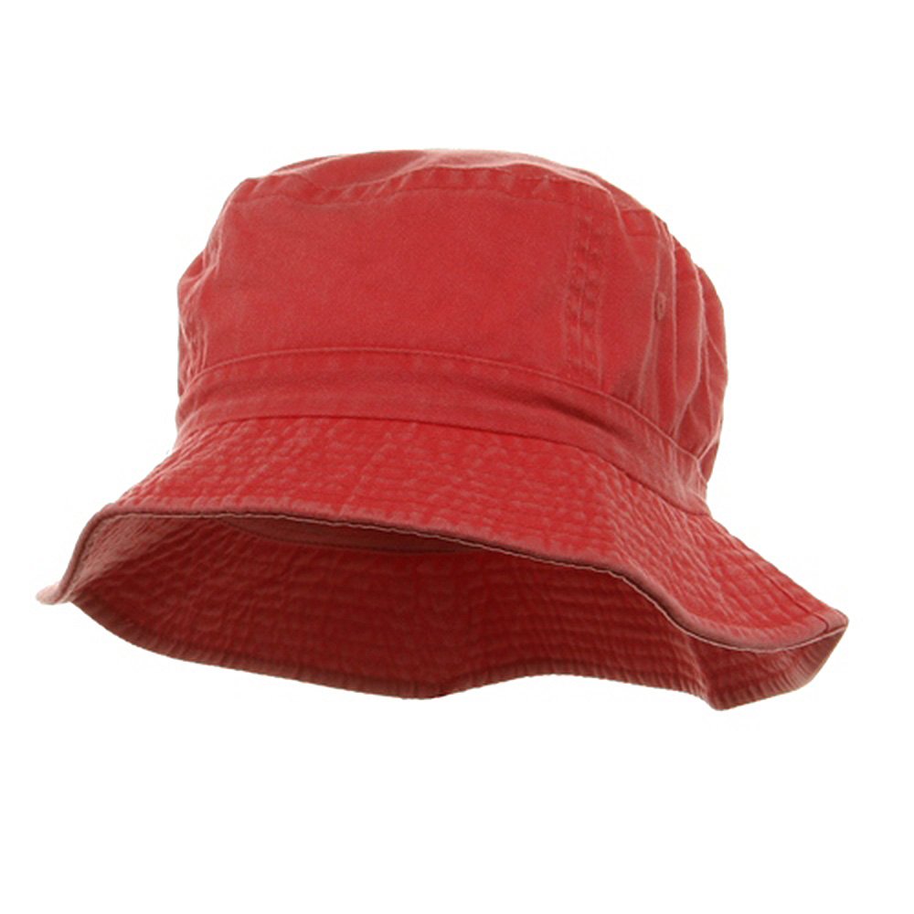 Vintage Pigment Dyed Cotton Bucket Hat for Men & Women - Sun Protection Outdoor Hats for Beach, Fishing, Hiking - Classic Red