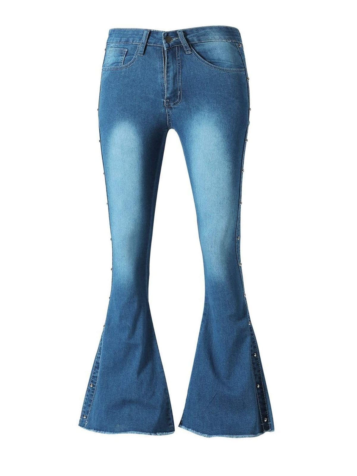 Women's High Waisted Flare Jeans - Stretch Bell Bottom Pants with Pockets for Casual Outfits