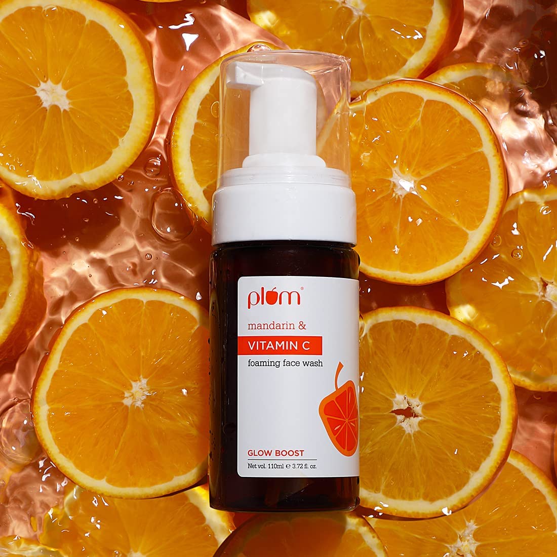 Plum Vitamin C Foaming Face Wash with Mandarin Extract | Brightening Cleanser for Glowing Skin | Gentle Sulfate-Free Formula for Hyperpigmentation & Dullness | 100% Vegan Skincare (110ml) | Perfect for Morning Routine & Pre-Makeup Cleansing