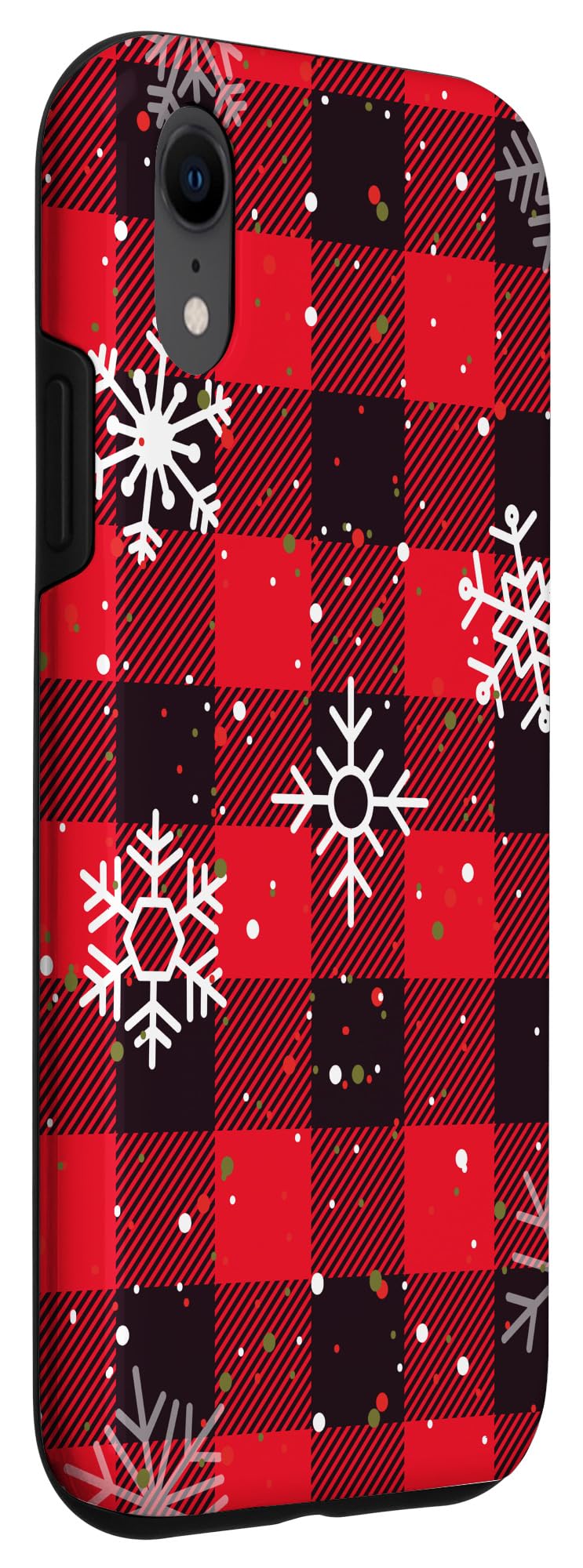 iPhone XR Christmas Phone Case - Red Buffalo Plaid with Snowflakes Design | Holiday Gift, Winter Protection for iPhone XR | Perfect for Christmas Parties & Snowy Days