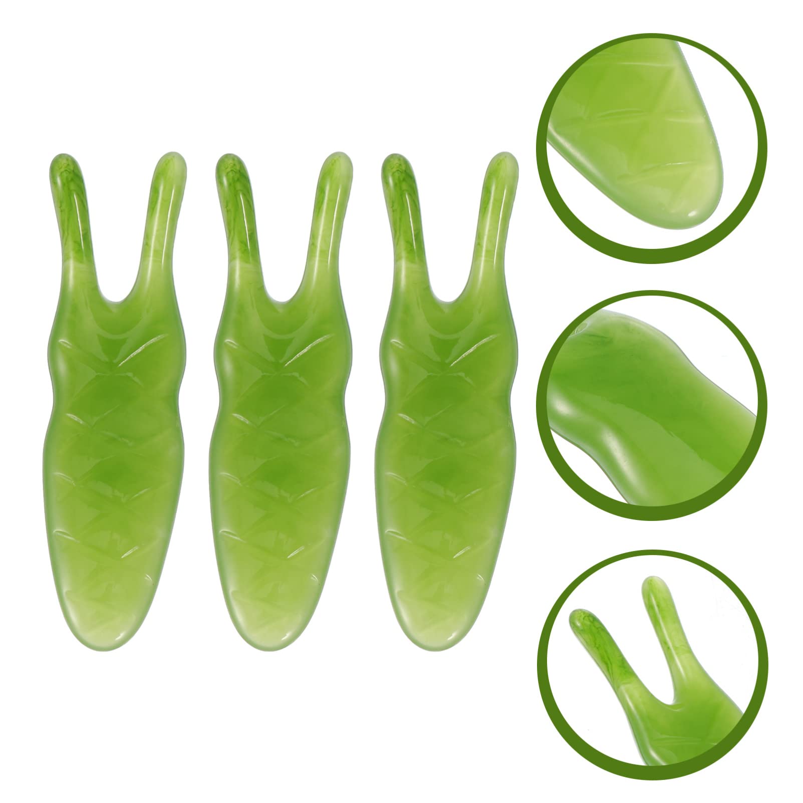 Natural Resin Nose Massager Set - 3pcs Two-Pronged Nose Scrapers & Gua Sha Facial Tools with Jade Stone for Sinus Relief, Acne Treatment & Facial Massage | Perfect for Spa, Home Relaxation & Skincare Routine