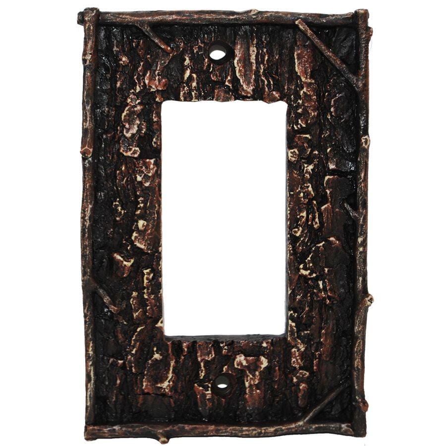 Pine Bark Single Rocker Wall Switch Plate Cover - Decorative Outlet Cover for Home, Bedroom, Living Room - Rustic Wood Grain Design for Light Switches and Electrical Outlets