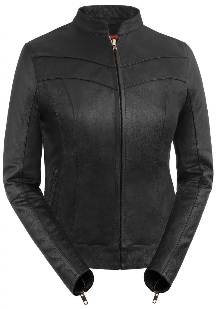 True Element Women's Side Buckle Fitted Scooter Collar Motorcycle Leather Jacket - Black, Size 2XL | Biker Jacket for Women Riding, Urban Fashion, Night Out & Casual Wear