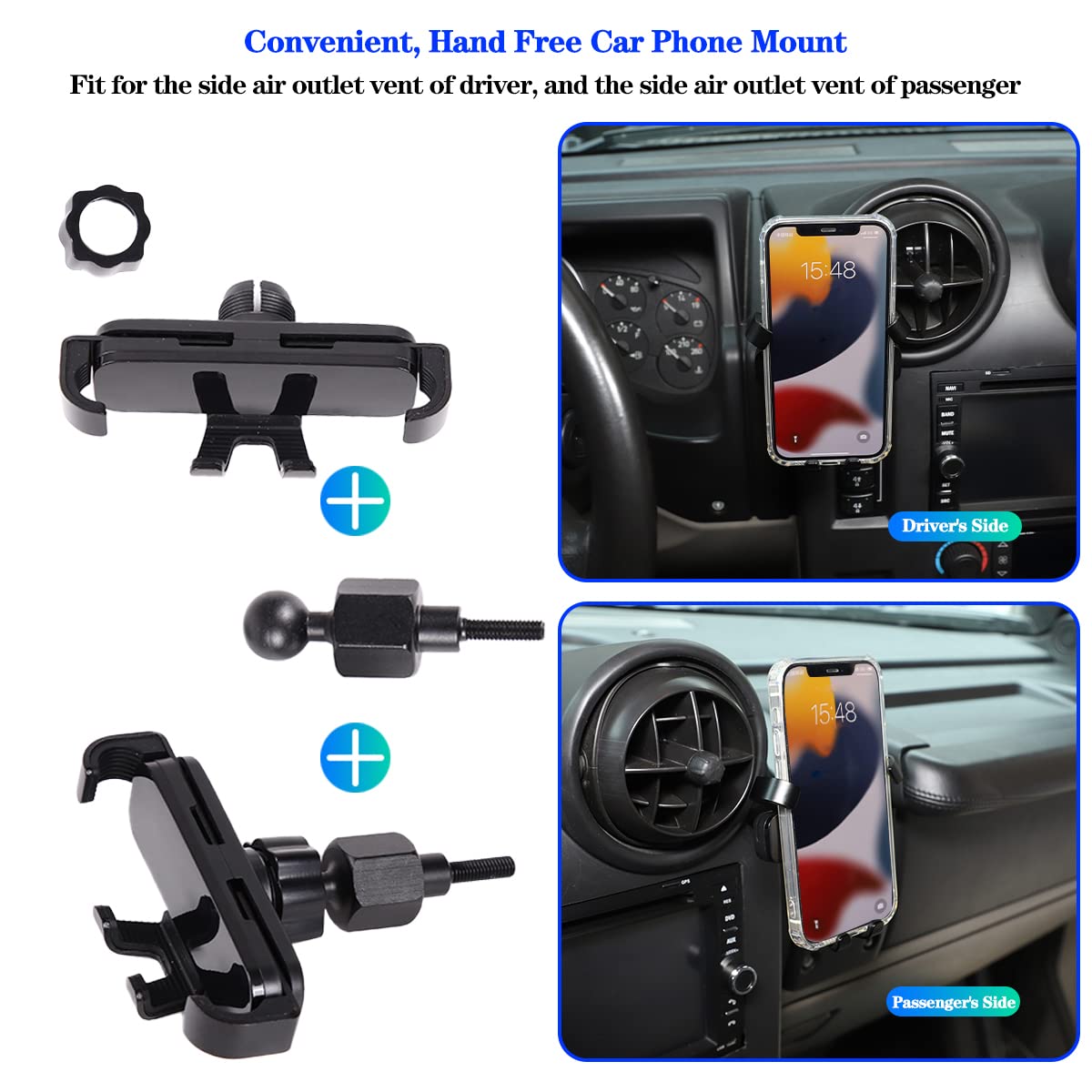 Universal Car Phone Holder - Hands-Free Dashboard Mount for Hummer H2 2003-2007 | Retractable Straight Phone Stand | Secure Cradle for All Smartphones (Black) - Perfect for Safe Driving & GPS Navigation