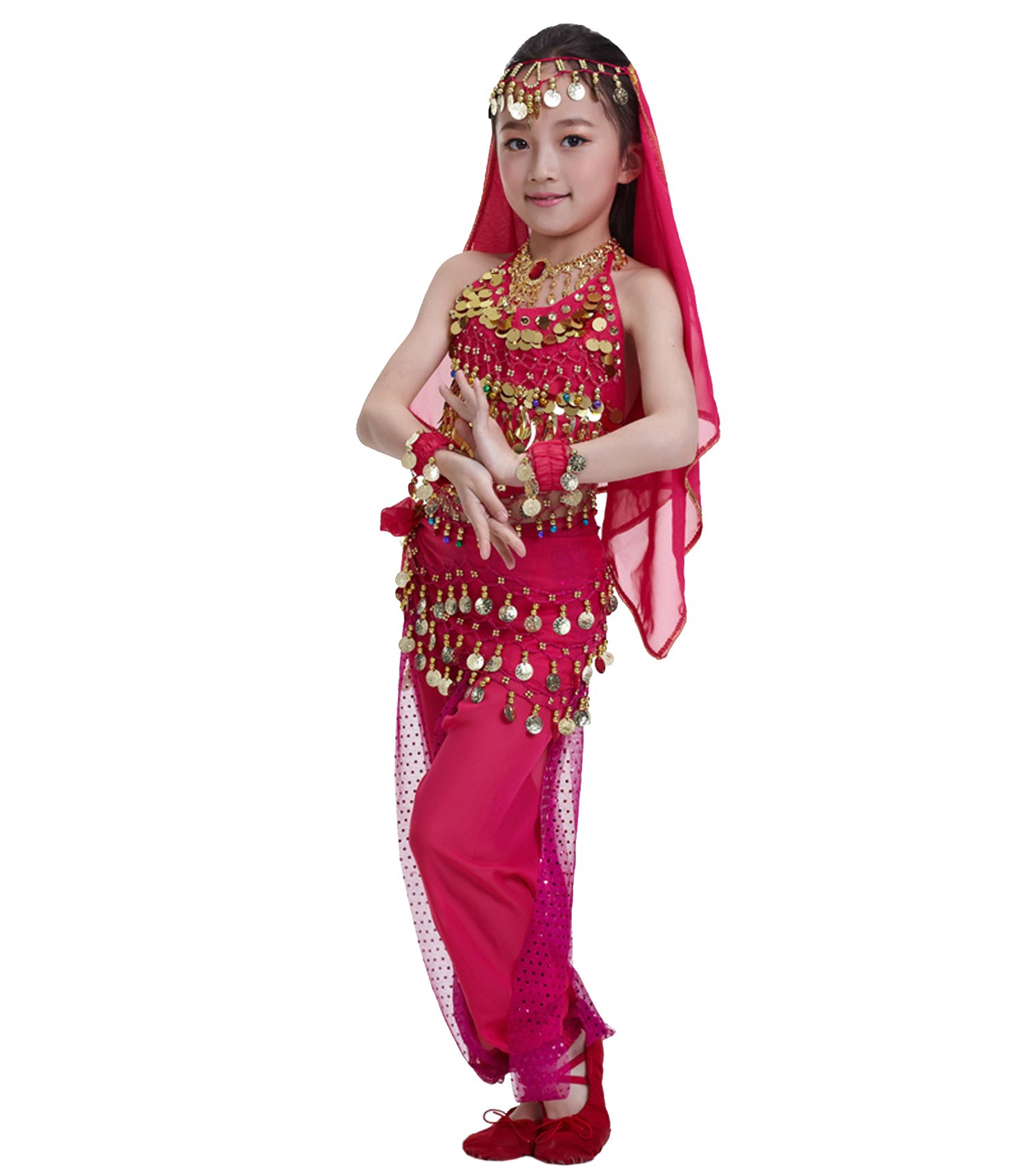 **Astage Kids Princess Girl Indian Belly Dance Costume Set - Bollywood Dance Outfit for Girls, Halloween, Cosplay & Party Dress (Perfect for Performances, Festivals & Dress-Up Play)**