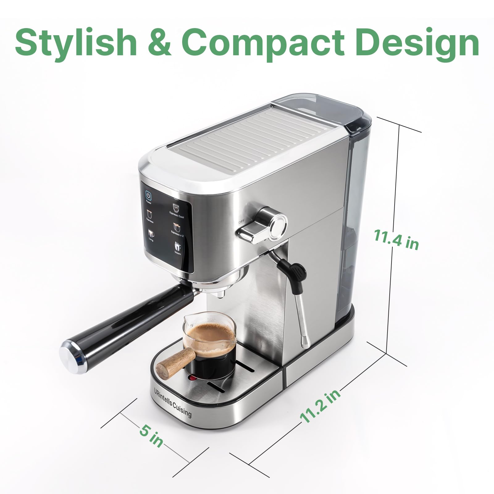 20 Bar Professional Espresso Machine with Touch Screen & Milk Frother - Stainless Steel Coffee Maker for Cold Brew, Long Coffee, Cappuccino, Latte - Perfect for Home Baristas & Coffee Shops