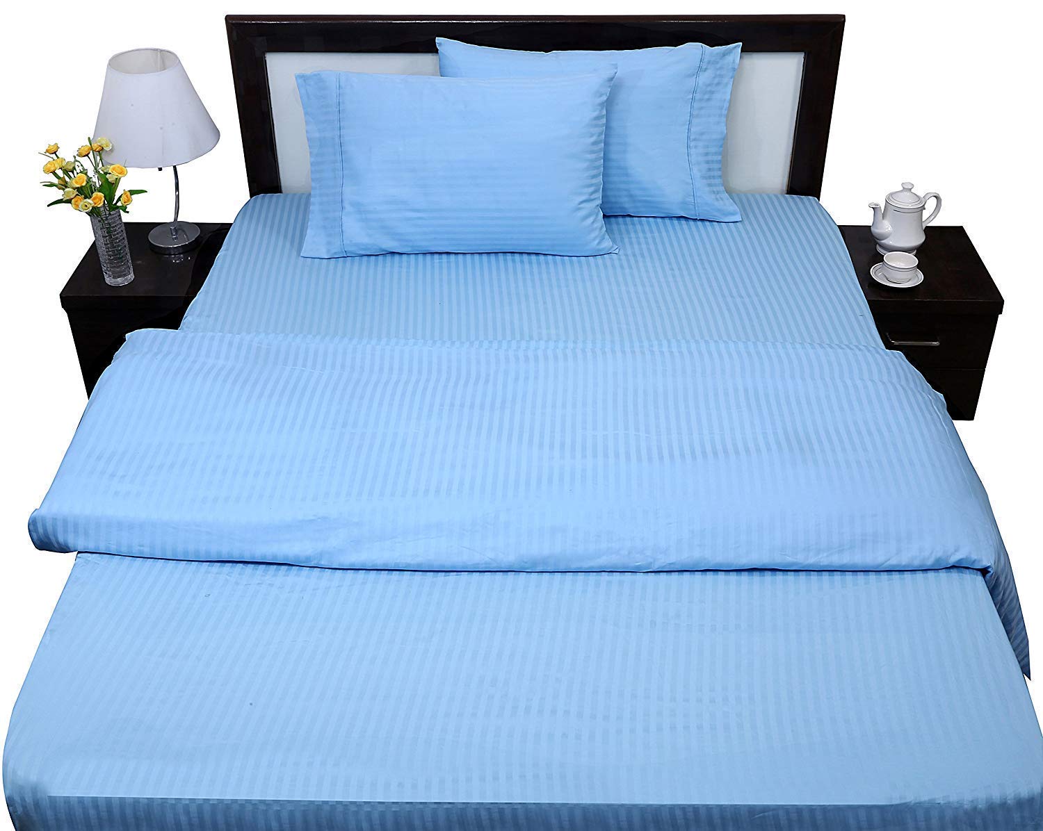 Light Blue Stripe 4-Piece Sheet Set - 21