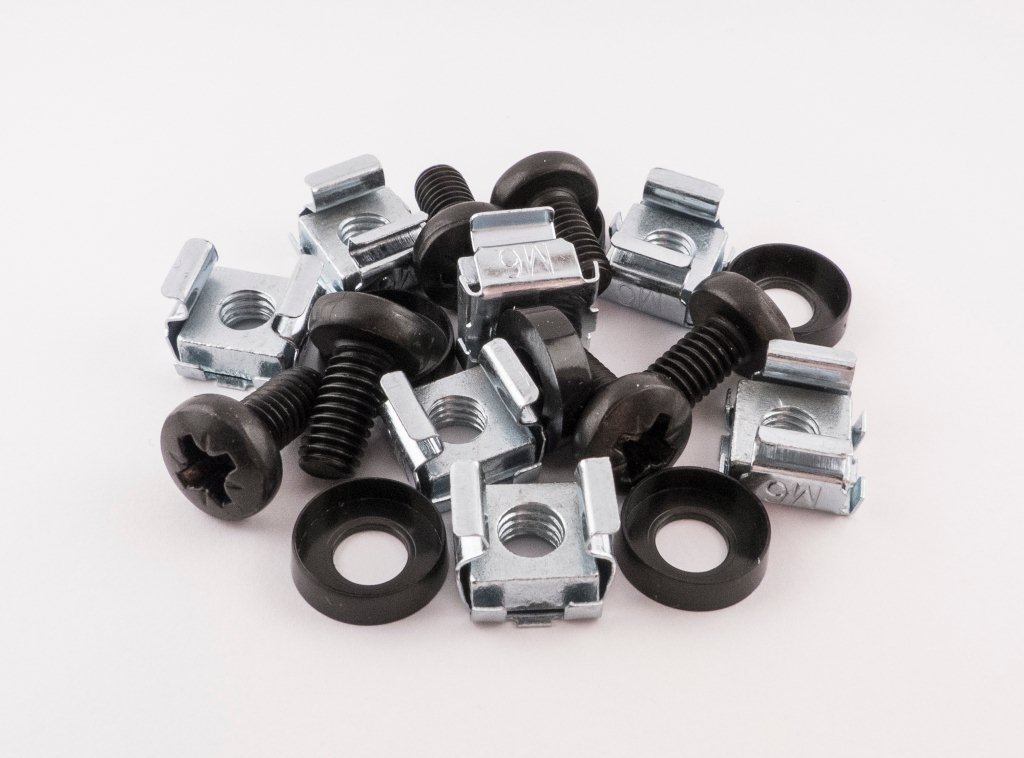 100-Pack Black Cage Nuts for Server Racks & Data Cabinets - Heavy Duty Rack Mount Hardware (10-100pcs) - Perfect for IT Equipment, Network Installations & Data Center Organization