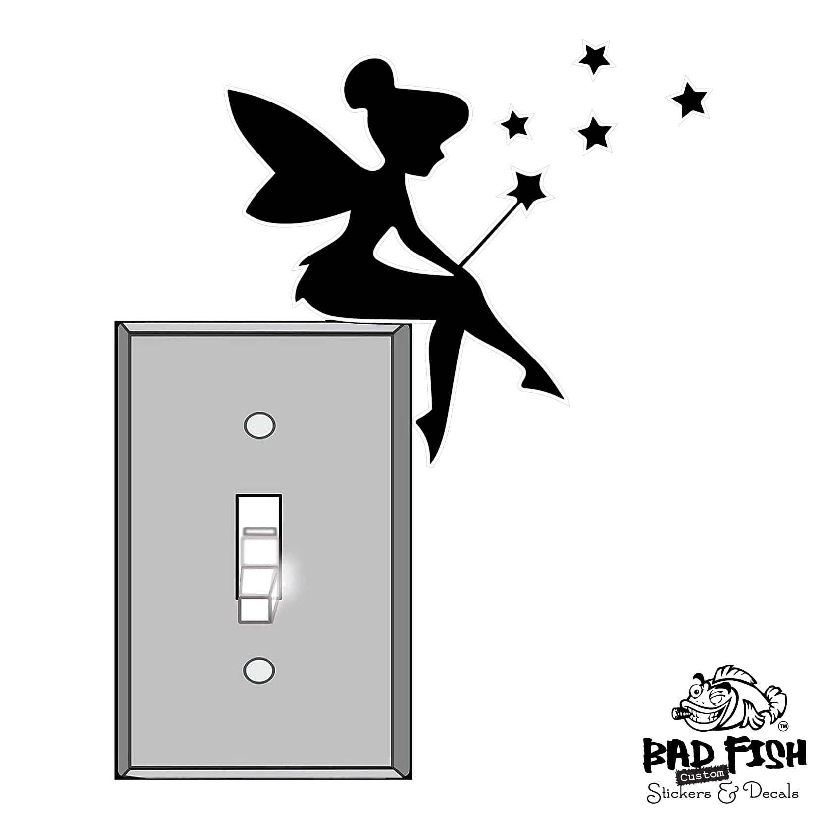 Bad Fish Custom Tinkerbell Fairy Vinyl Decals - Light Switch Covers, Wall Outlets & Home Decor Stickers for Bedroom, Nursery, Vehicle & Computer | DIY Wall Art & Home Improvement