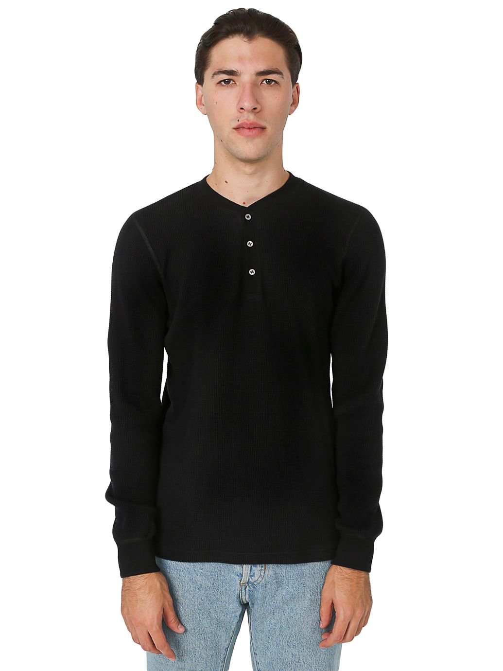American Apparel Men's Waffle Thermal Henley Long Sleeve T-Shirt - Warm Winter Base Layer for Outdoor Activities & Casual Wear