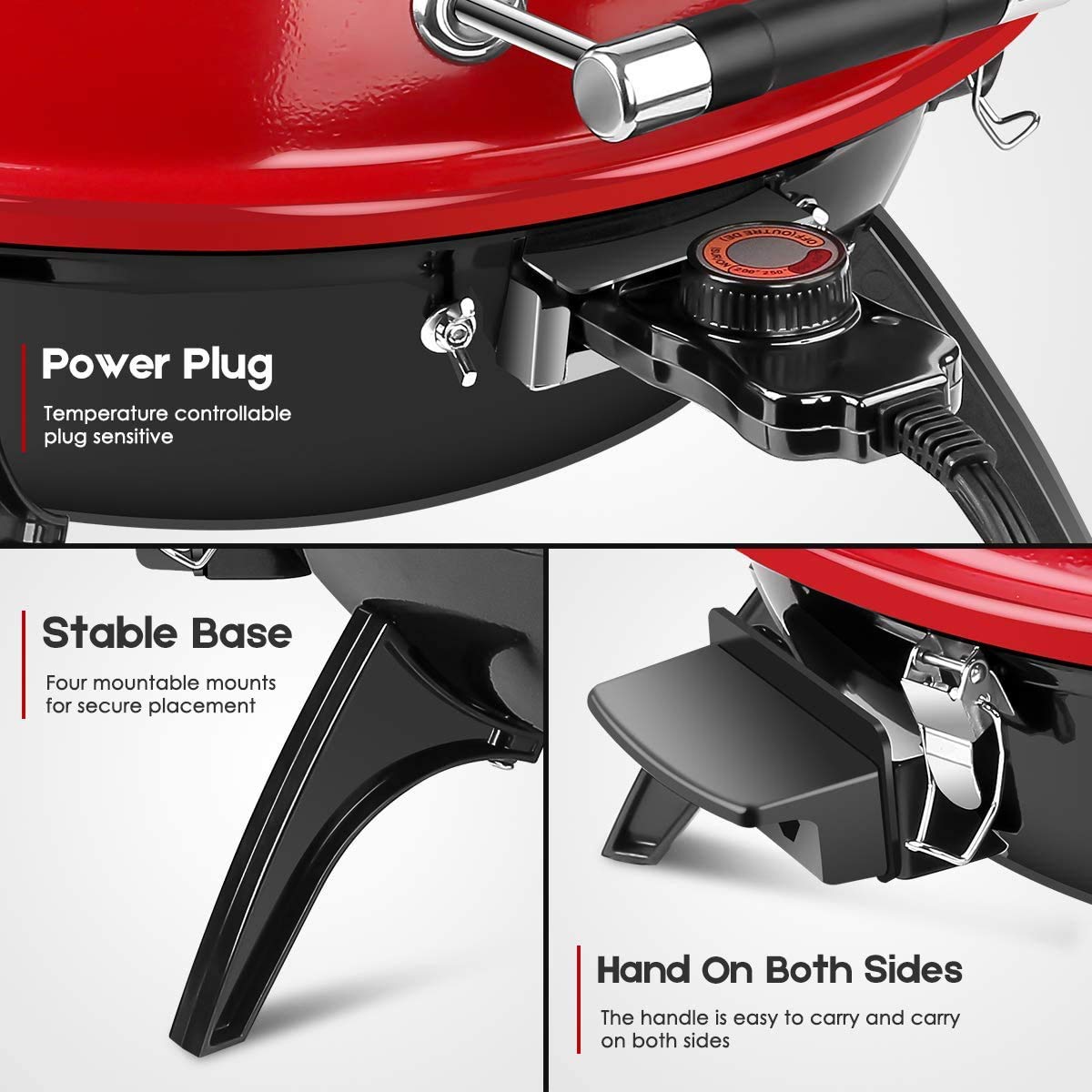 Techwood 1600W Electric BBQ Grill - Indoor & Outdoor Portable Countertop Grill with Double Layer Design & Removable Stand - Perfect for Patio, Camping, and Backyard BBQs (15-Serving Capacity)