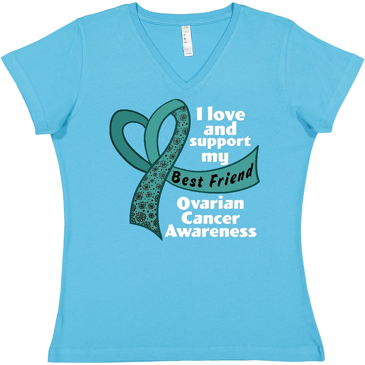 Inktastic Teal Women's V-Neck T-Shirt - Show Love & Support for Your Best Friend - Perfect for Casual Outings & Friendship Celebrations