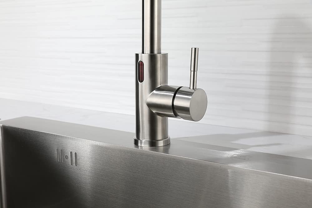 Touchless Pull Down Kitchen Faucet with Pull Out Sprayer, Single Handle Stainless Steel Brushed Nickel Sink Faucet, 2 Water Modes for Modern and Family Kitchens