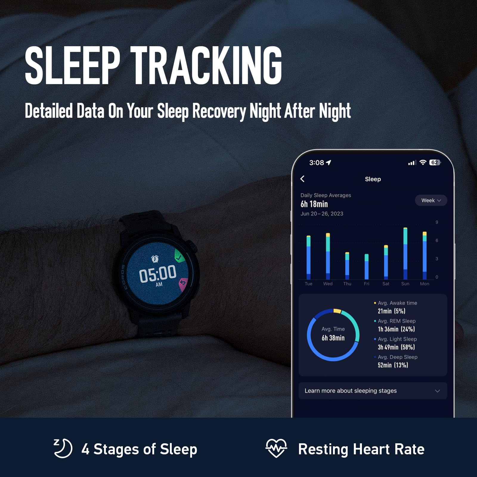 COROS PACE 3 GPS Sports Watch - Lightweight & Comfortable Fitness Tracker with 17-Day Battery, Dual-Band GPS, Heart Rate Monitor, Sleep Tracking & Training Plans for Running, Cycling, Skiing & Outdoor Activities (Black Silicone Band)