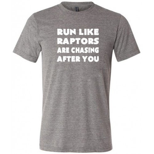 Unisex Dinosaur Running Graphic Tee - Funny Raptor Chase T-Shirt for Men & Women - Perfect for Gym, Jogging, and Dinosaur Lovers