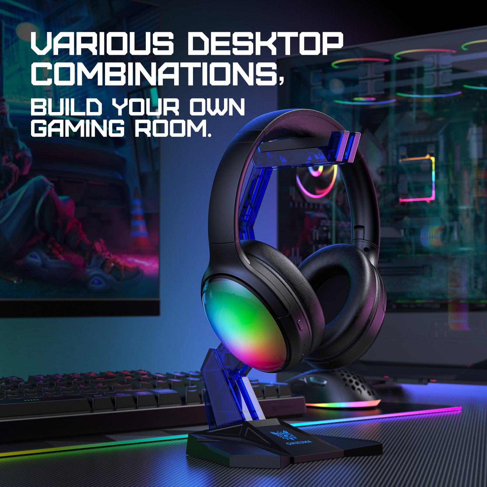 ONIKUMA B3 Wireless Bluetooth Headphones with ANC Microphone, RGB Lights, Foldable Over-Ear Design - 45H Playtime for Gaming, Music, Travel & Home Office - Hands-Free Calls & Noise Cancellation for Clear Conversations