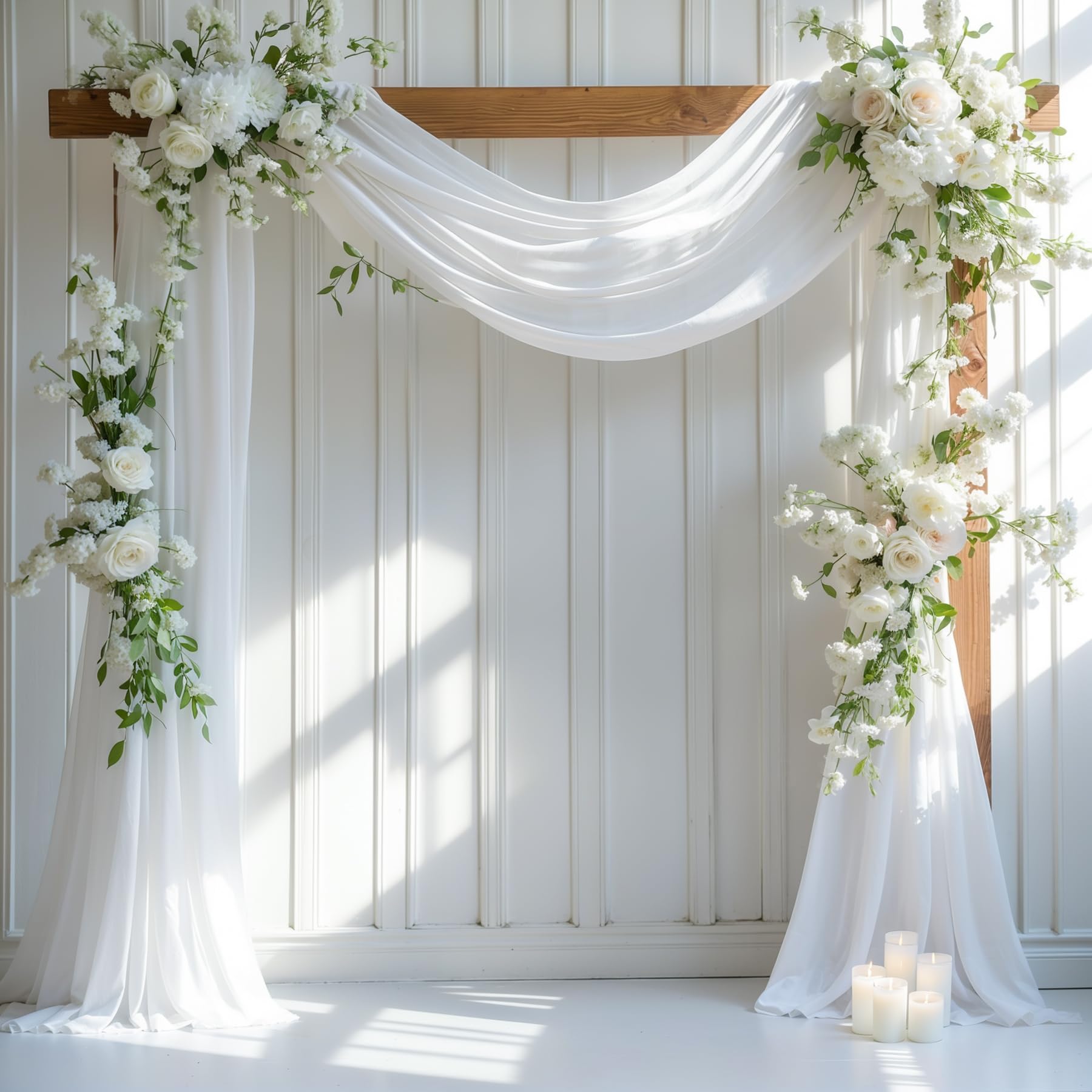 2-Panel White Wedding Arch Draping Fabric - 28