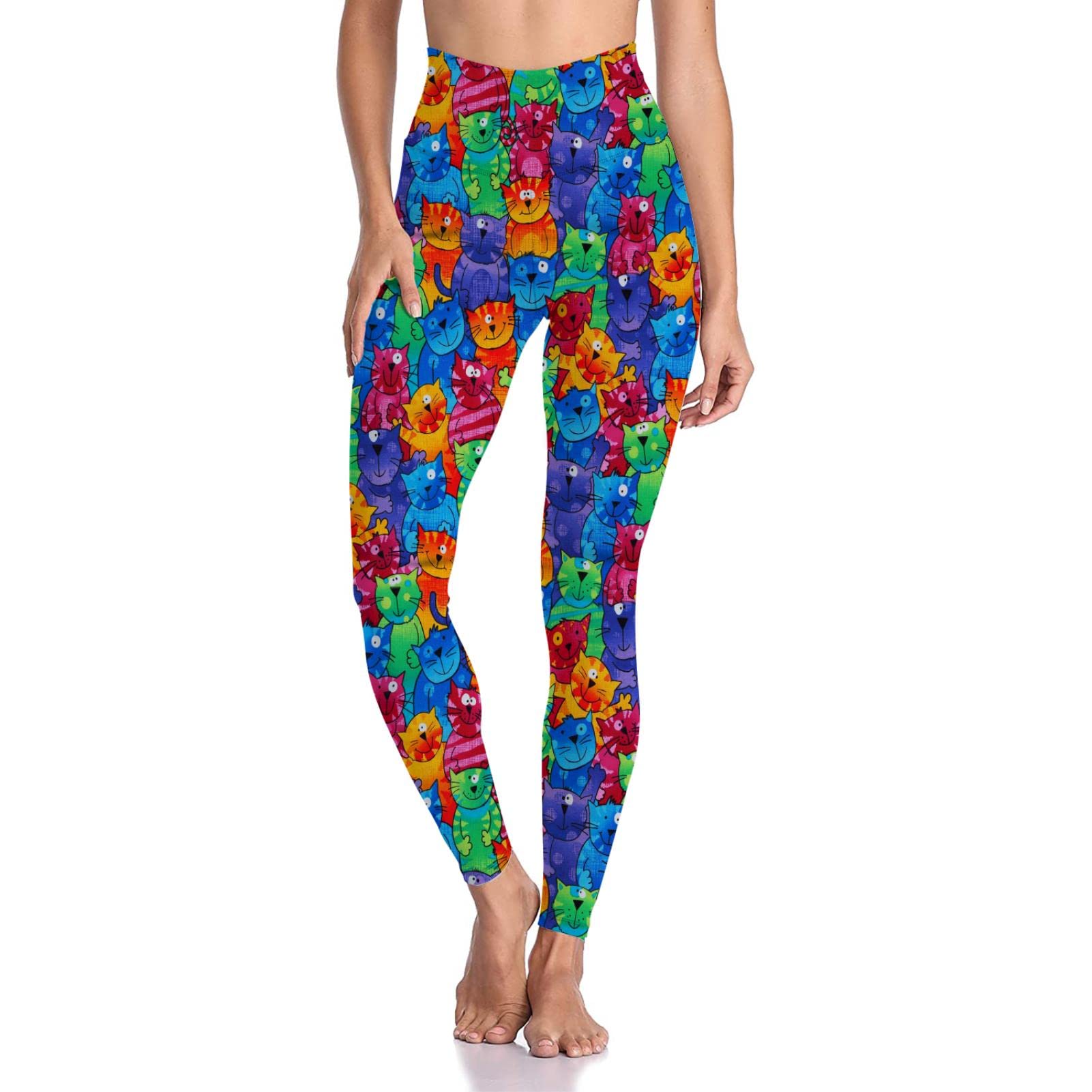 80s Leggings for Women - Black Tiger Print Yoga Pants for Workout & Gym