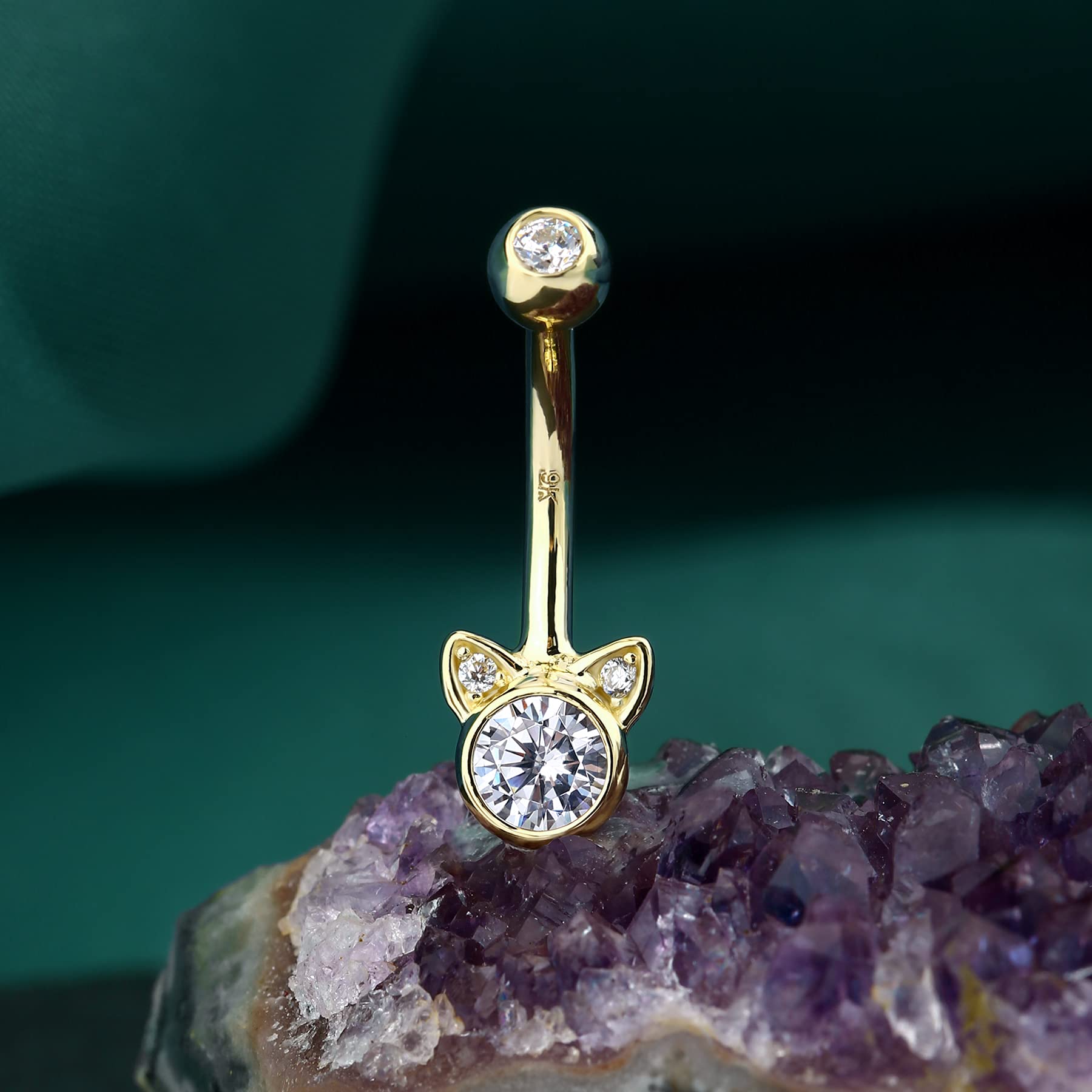 COCHARM 14K Real Gold Belly Button Rings - Cute Short & Long Upper Navel Piercing Jewelry - 16g/14g Belly Ring Barbell for Rook - Perfect for Everyday Wear, Beach Outfits & Piercing Gifts