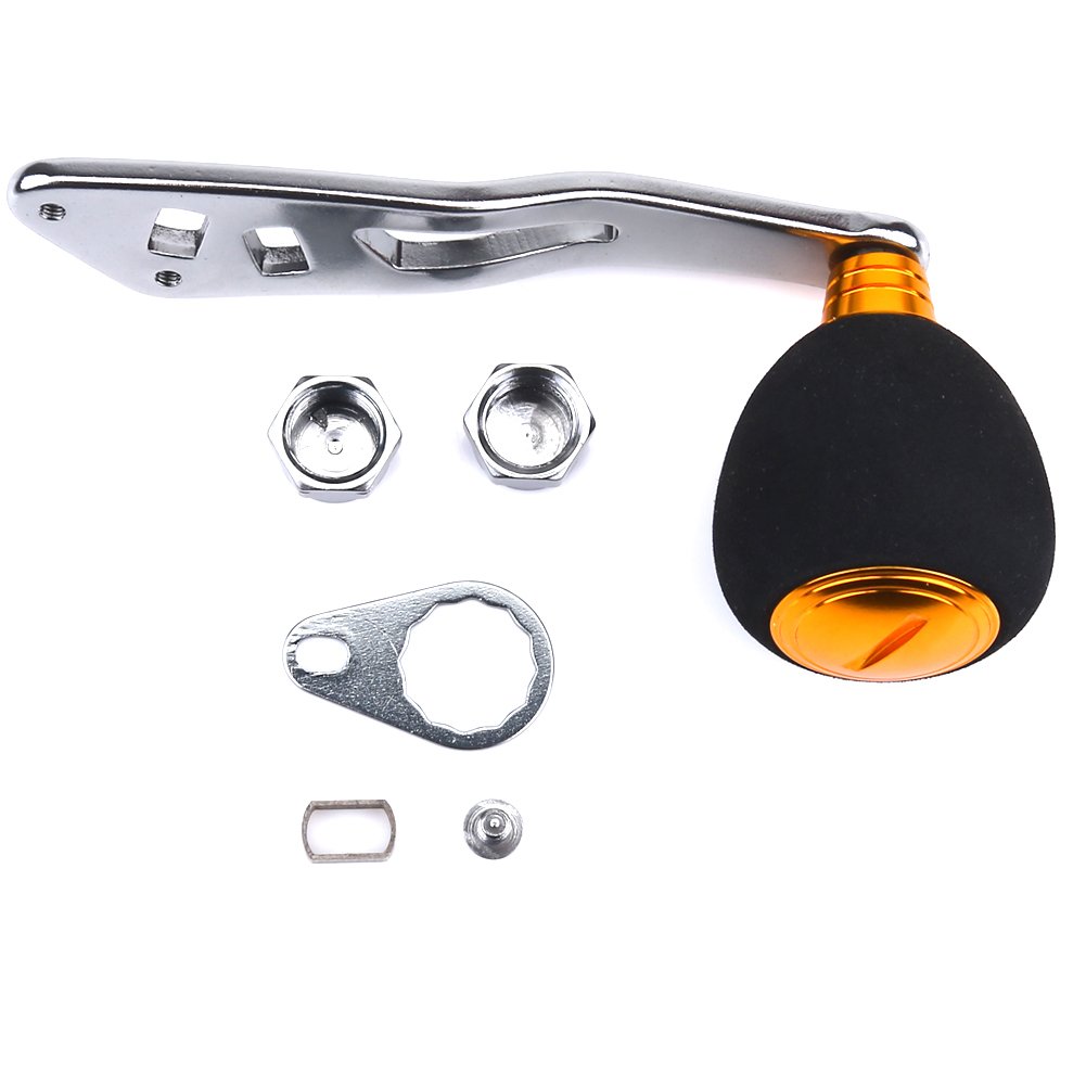 VGEBY Non-Slip Gold Baitcasting Reel Power Handle Replacement - Durable Fishing Reel Handle Upgrade for Smooth Casting | Perfect for Bass, Trout & Saltwater Fishing