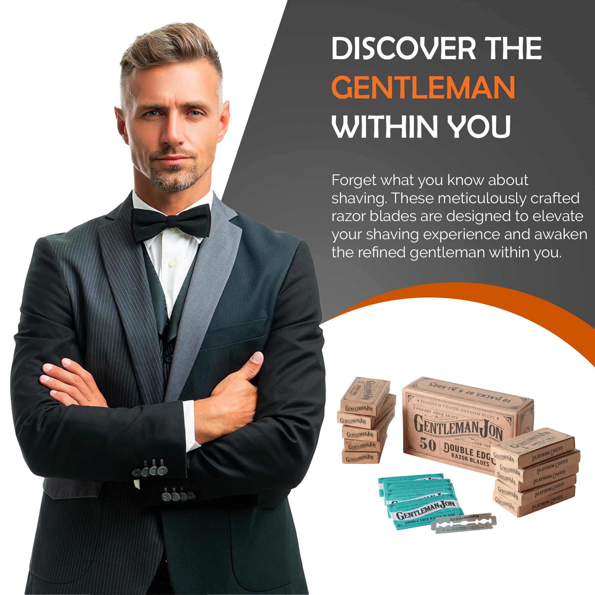 50-Pack Platinum Double Edge Razor Blades - Premium Swedish Stainless Steel Safety Razor Blades for Men - Platinum Coated for Smooth Shaving - Compatible with Most Safety Razors - Perfect for Home, Travel & Barber Shop Use