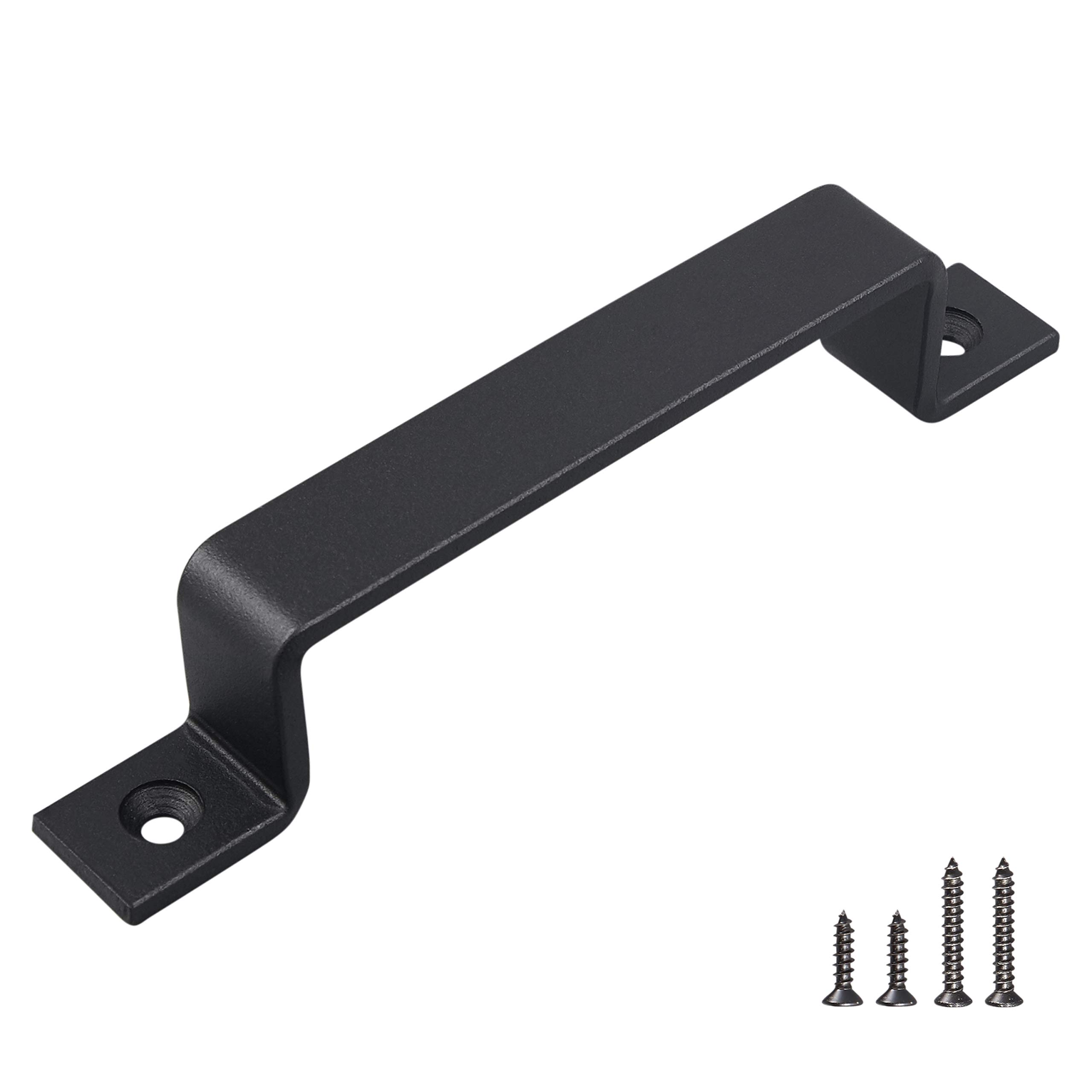 FaithLand 8 Inch Black Barn Door Handle - Heavy Duty Sliding Door Pull for Barn Doors, Gates, Cabinets, Closets, Drawers, Garage & Shed - Perfect for Rustic Farmhouse & Industrial Style Home Decor