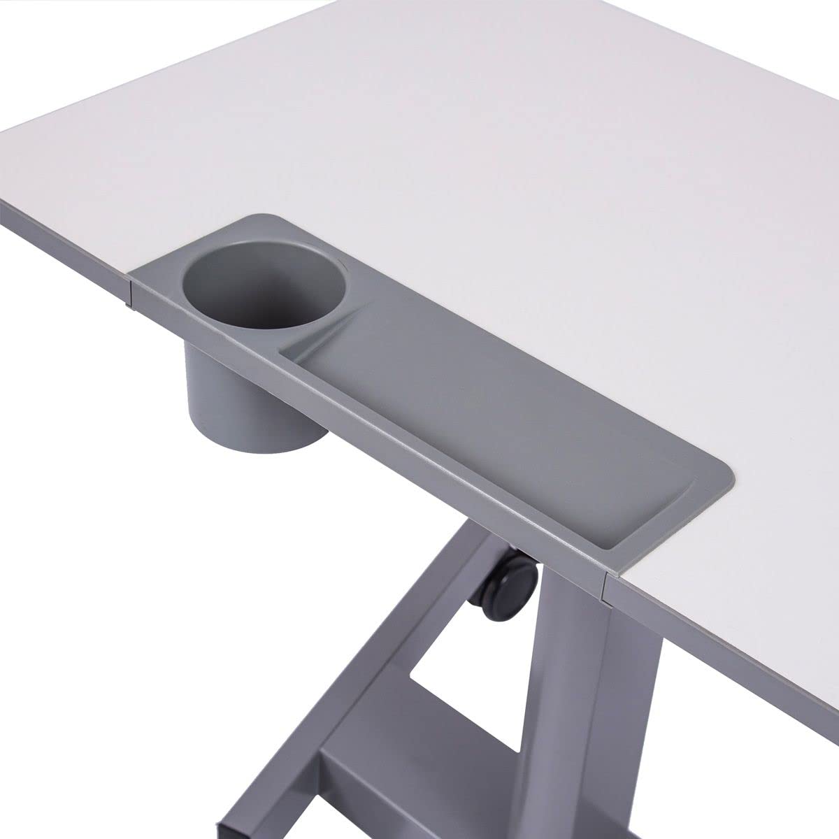 Adjustable Height Rolling Standing Desk with Pneumatic Lift for Students & Classrooms - Gray | Perfect for Home Office, Study & Workspace Ergonomics