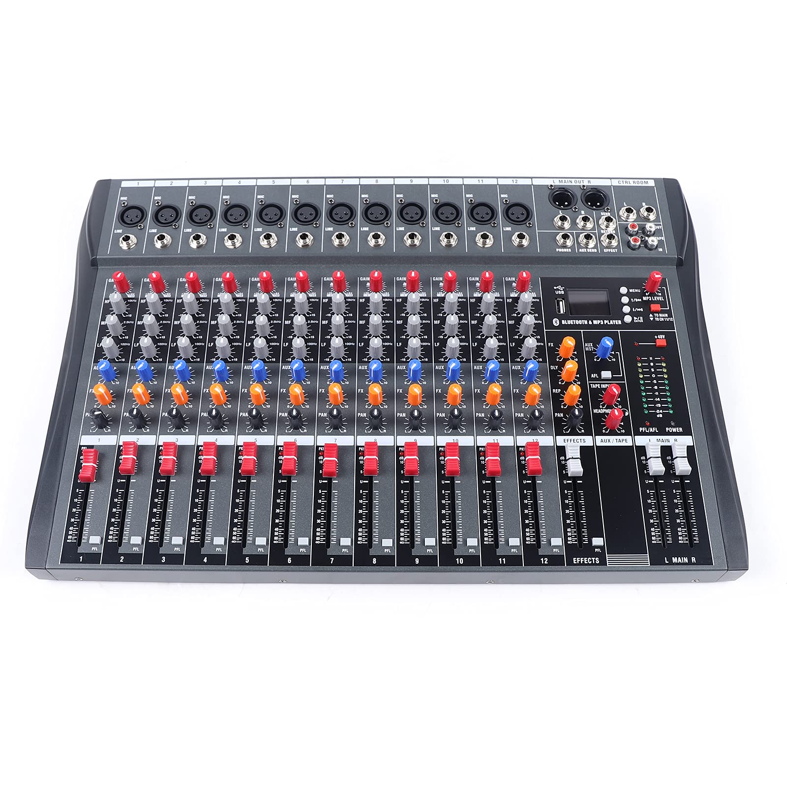 12-Channel Professional Audio Mixer with USB Interface - Powered Sound Board for Live Performances, Home Studio Recording & Podcasting | Perfect for DJs, Musicians & Content Creators