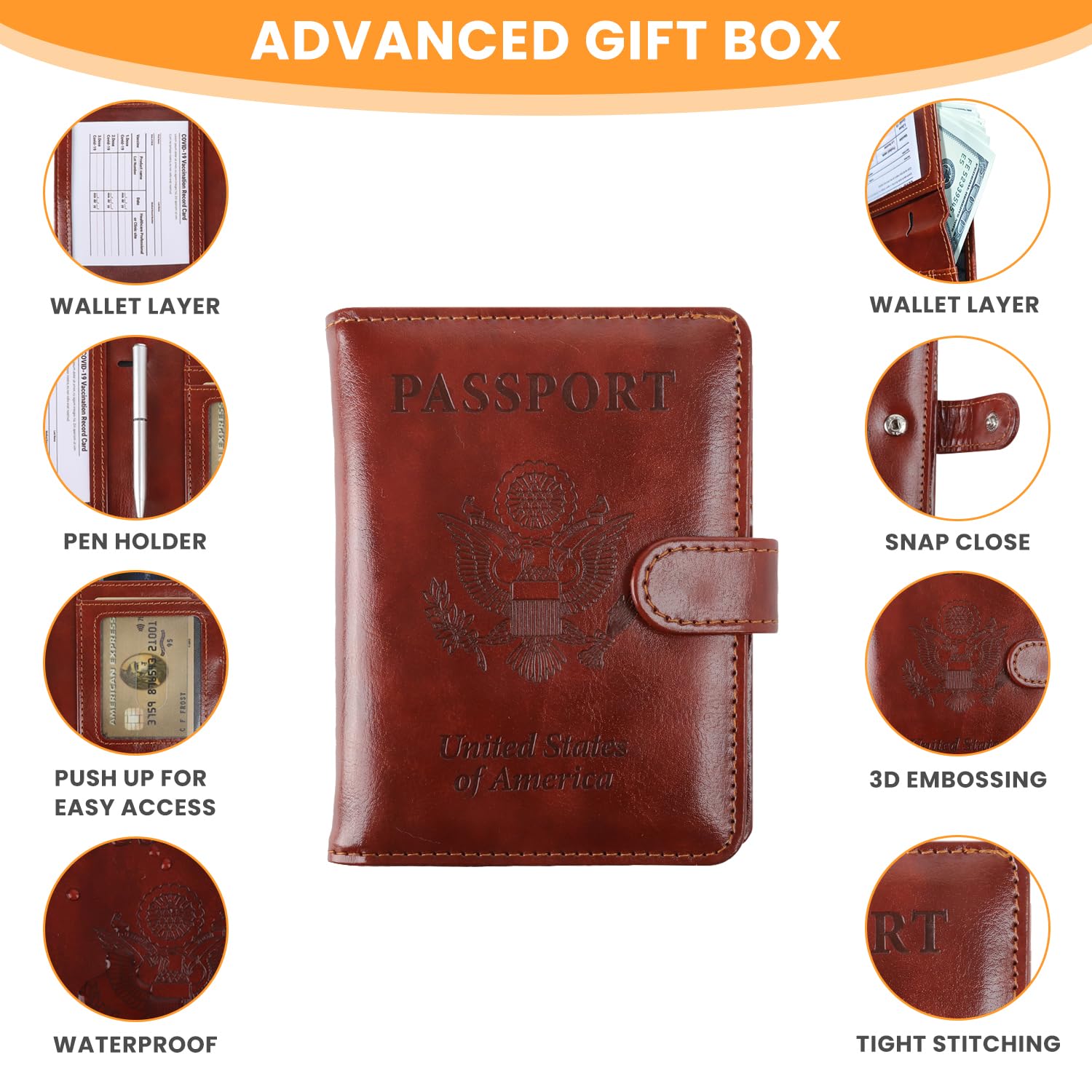 Premium 2-Pack PU Leather Passport Holder Wallet - RFID Blocking Travel Essentials for Men & Women (Black & Brown) with Pen Slot & Gift Box - Perfect for International Trips, Business Travel & Holiday Gifts