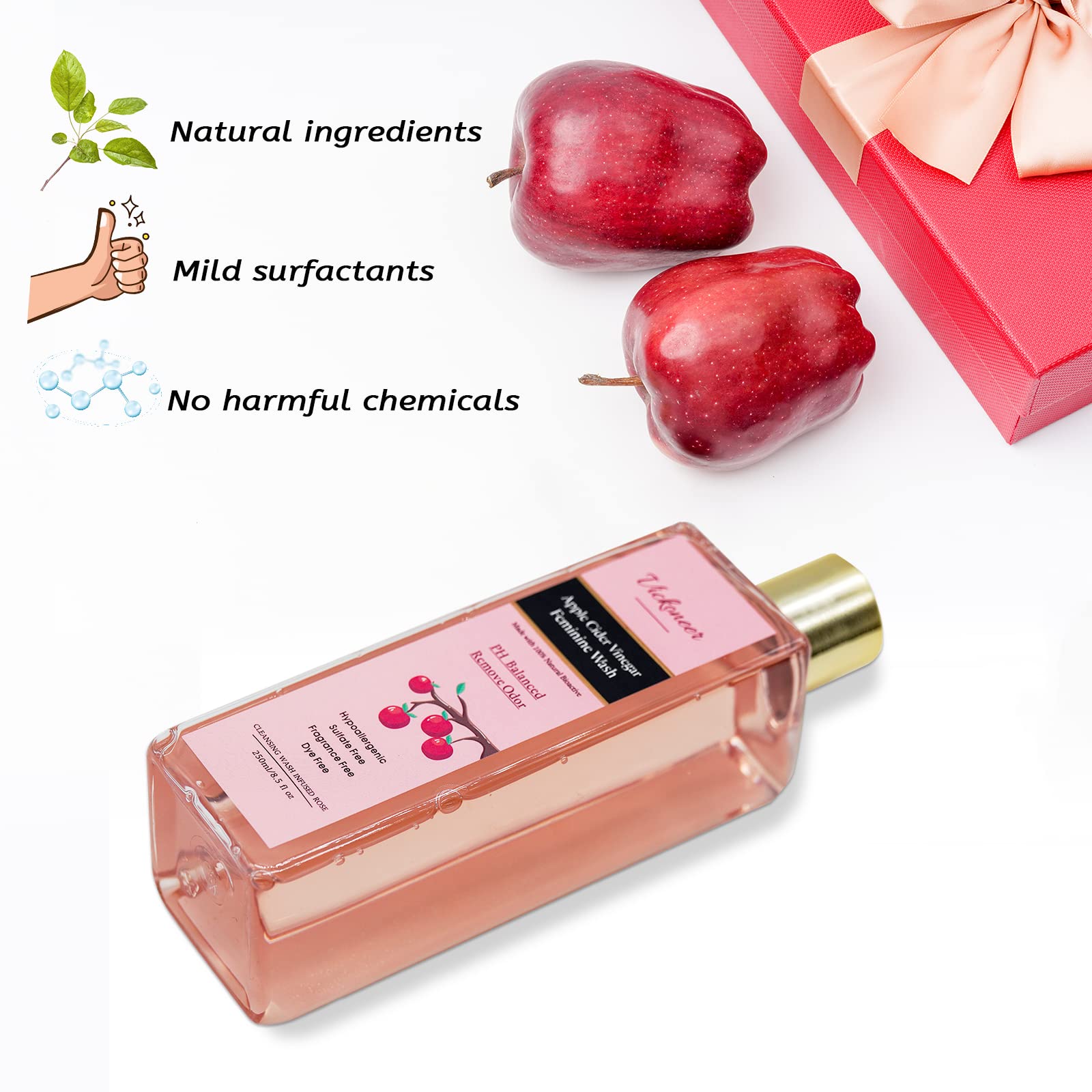 Vickoneer Intimate Yoni Wash for Women - pH Balanced Feminine Wash with Apple Cider Vinegar, Gentle Daily Cleanser for Vaginal Odor Control & Hygiene, 250ml/8.5 fl oz - Perfect for Daily Use, Post-Workout Refresh & Sensitive Skin Care