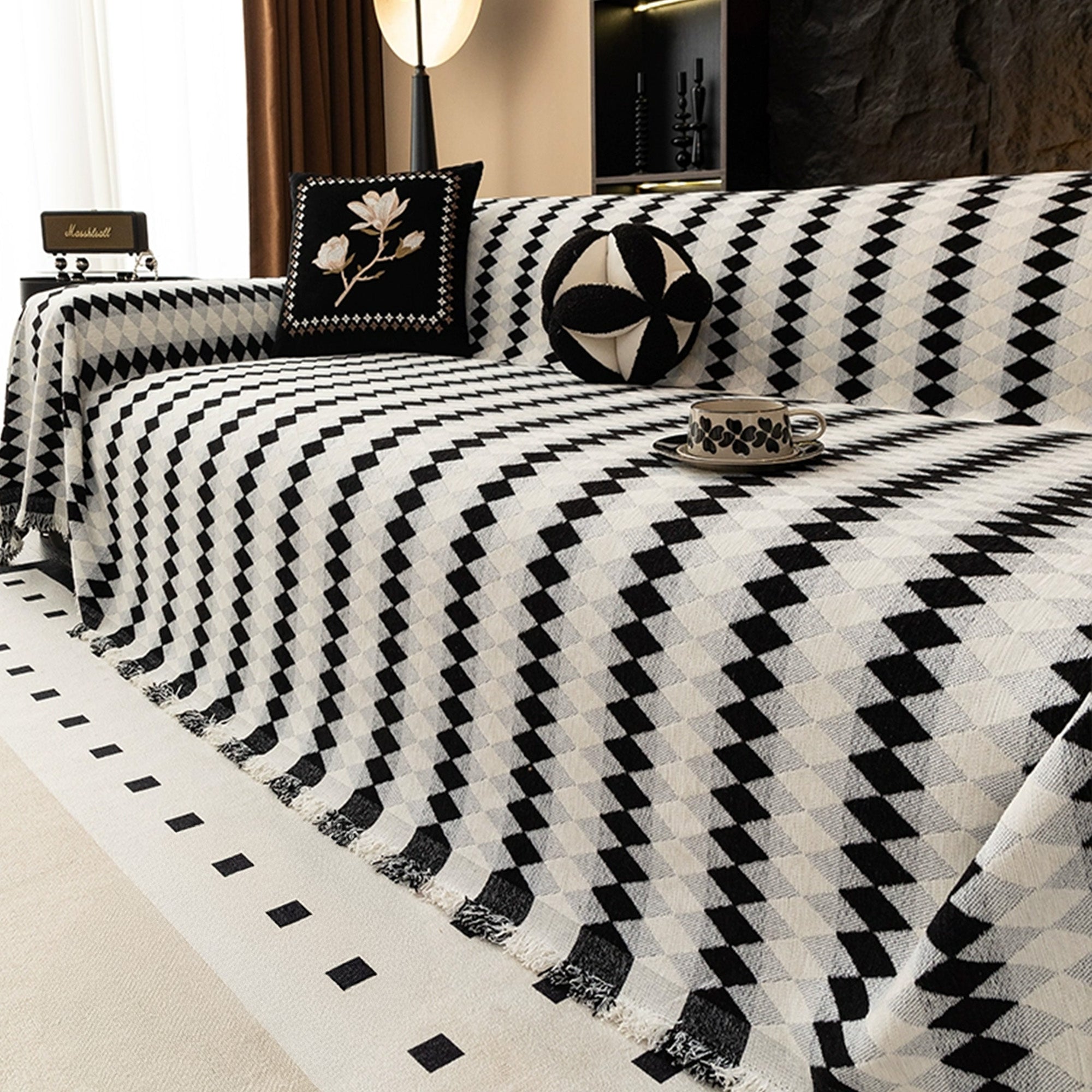 Premium Diamond Drift Sofa Cover - Stretchable Furniture Protector for Couches, Loveseats & Sectionals - Perfect for Pets, Kids & Everyday Use - Home Decor & Living Room Essentials