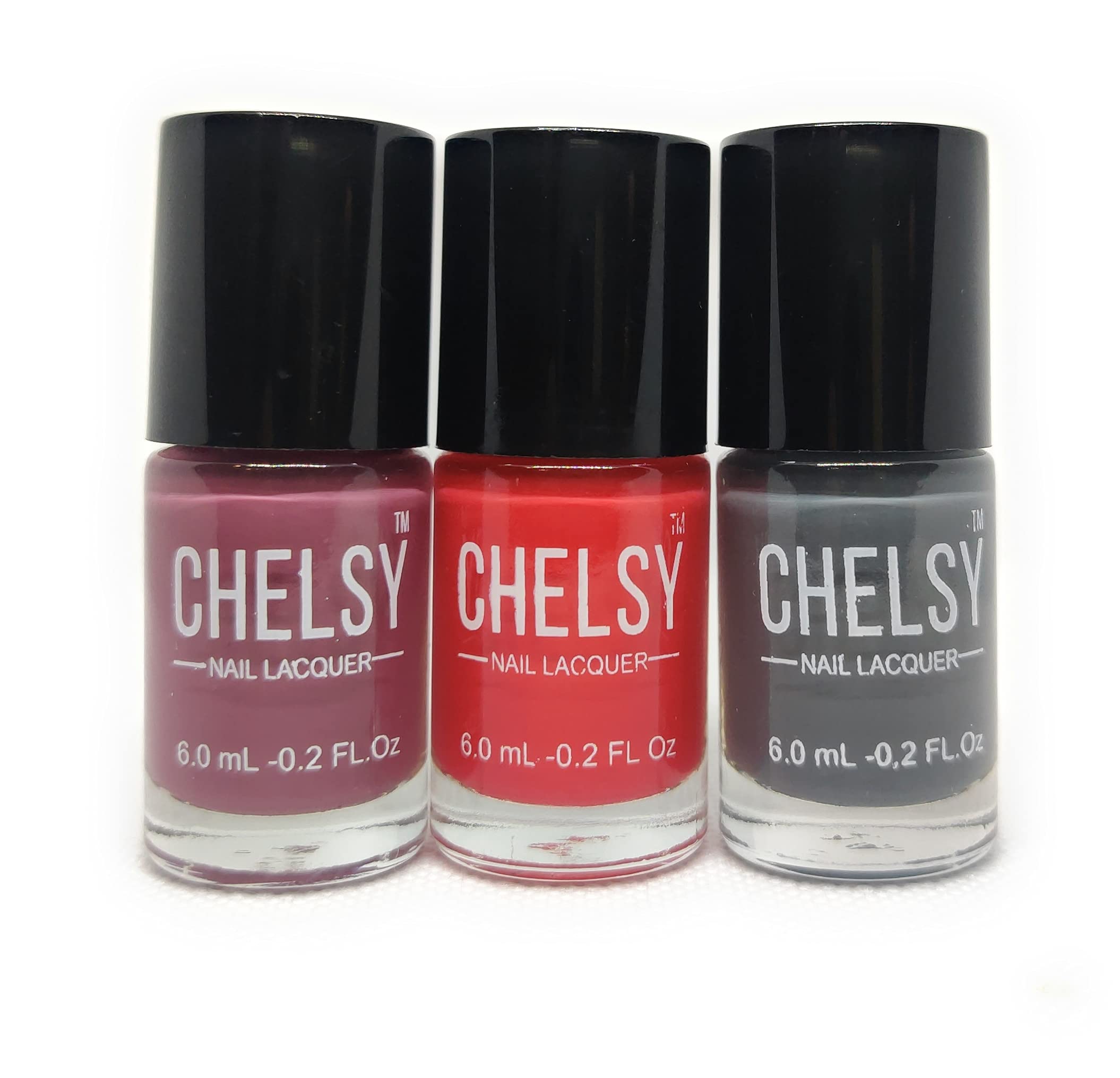 Chelsy Glossy Nail Polish Set - 6 Colors (6ml Each) + Aloe Vera Nail Remover Wipes (30 Pads) | Evergreen Collection | At-Home Manicure & Gift Idea