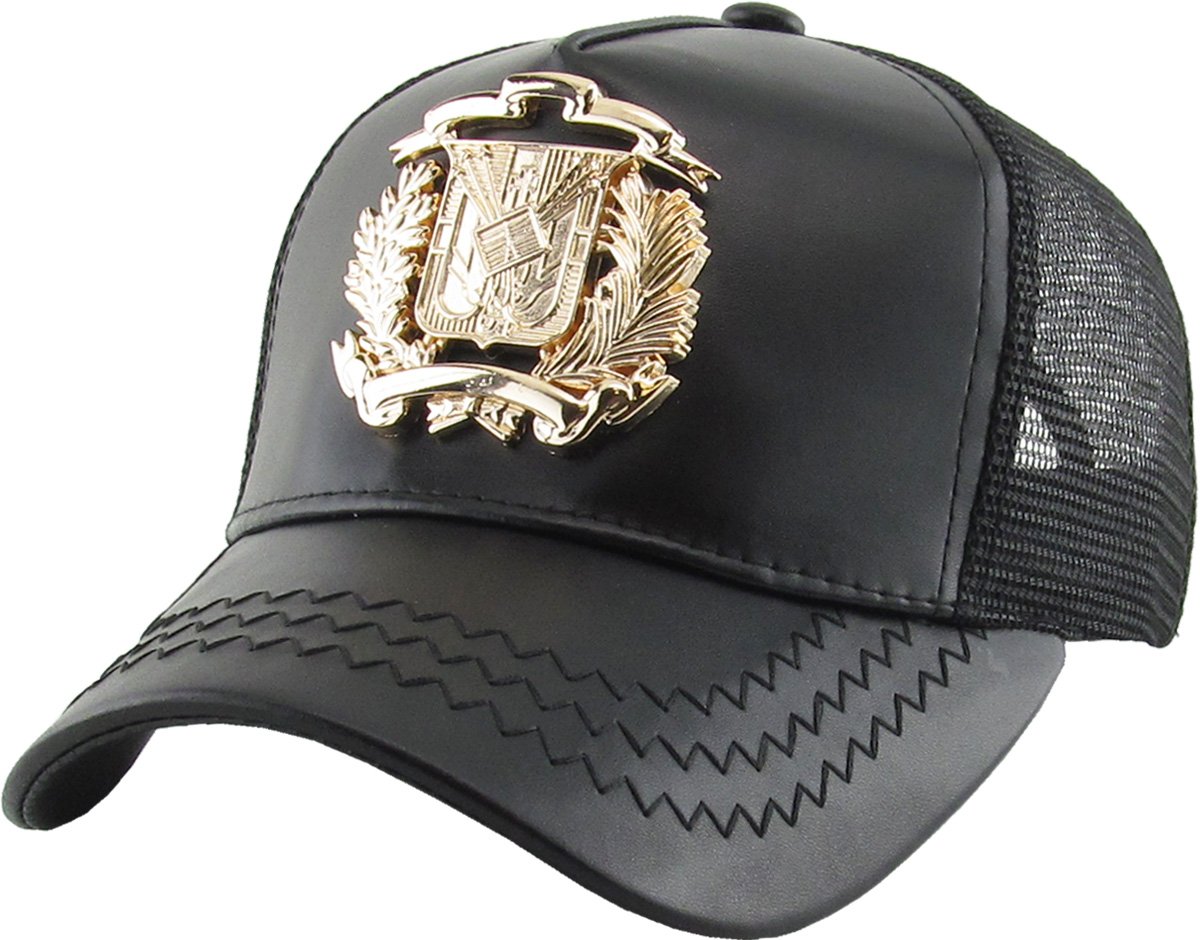 Dominican Republic Gold Badge Wolf Rooster Tuna Trucker Cap - Adjustable Snapback Hat for Men & Women | Perfect for Fishing, Trucking & Outdoor Adventures